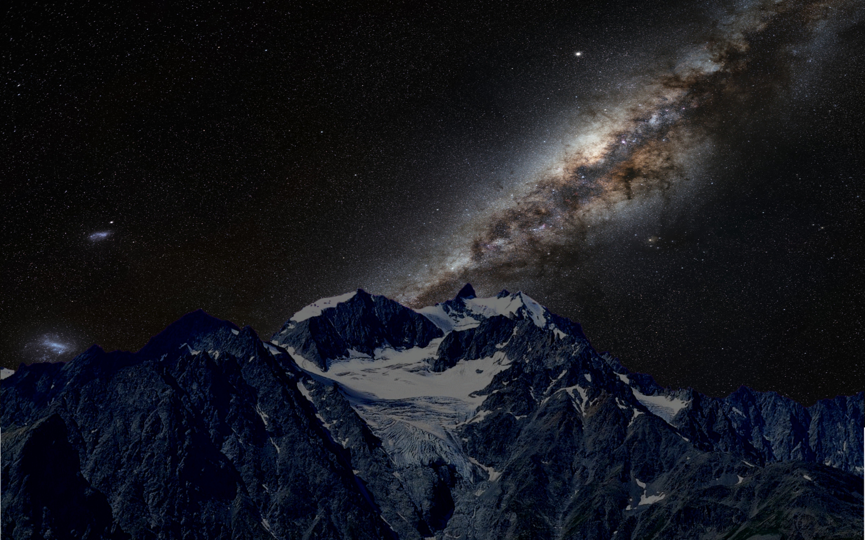 Milky way, starry night, dark, mountains, 2880x1800 wallpaper