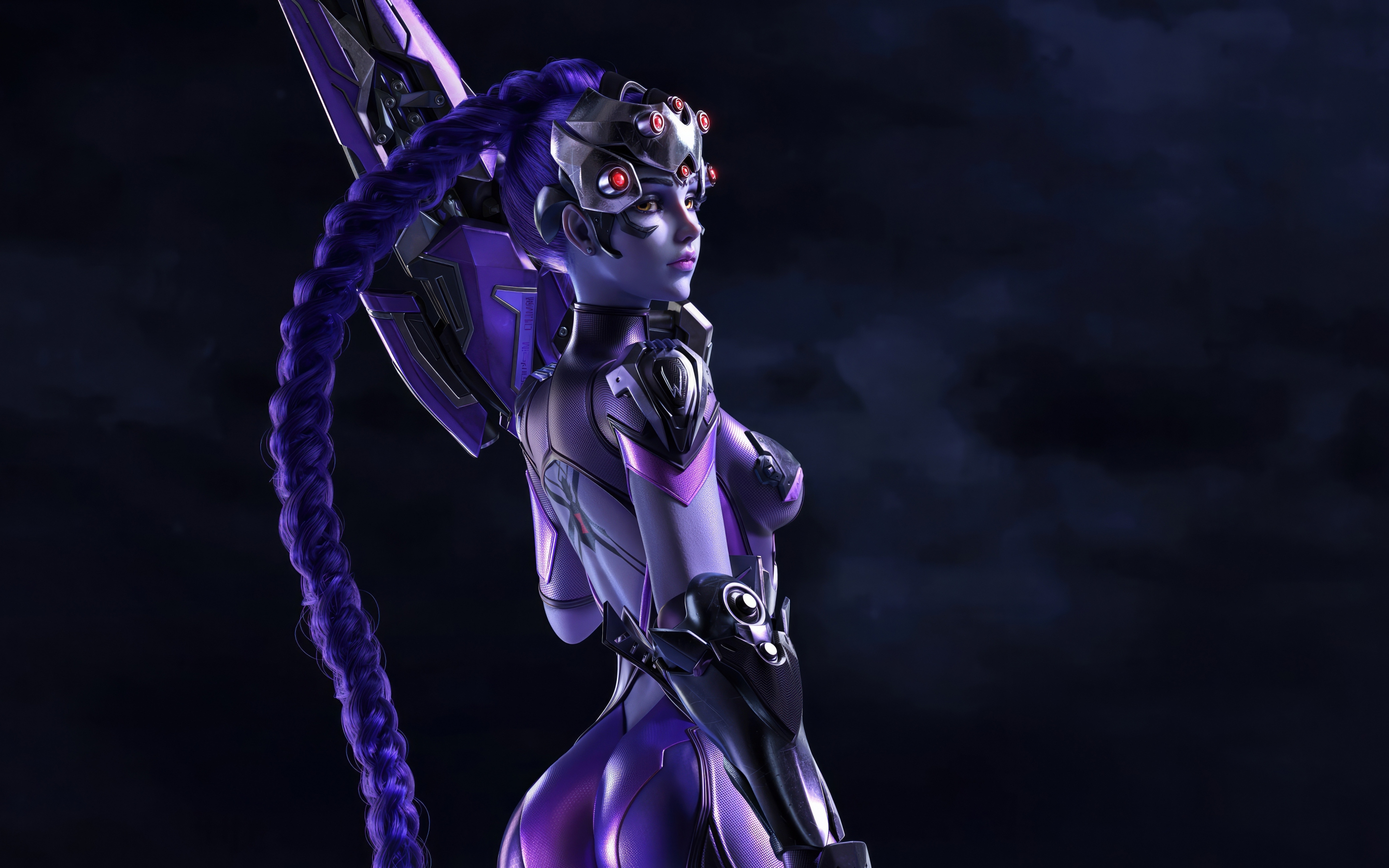 Widowmaker character, overwatch, online game, dark, 2880x1800 wallpaper