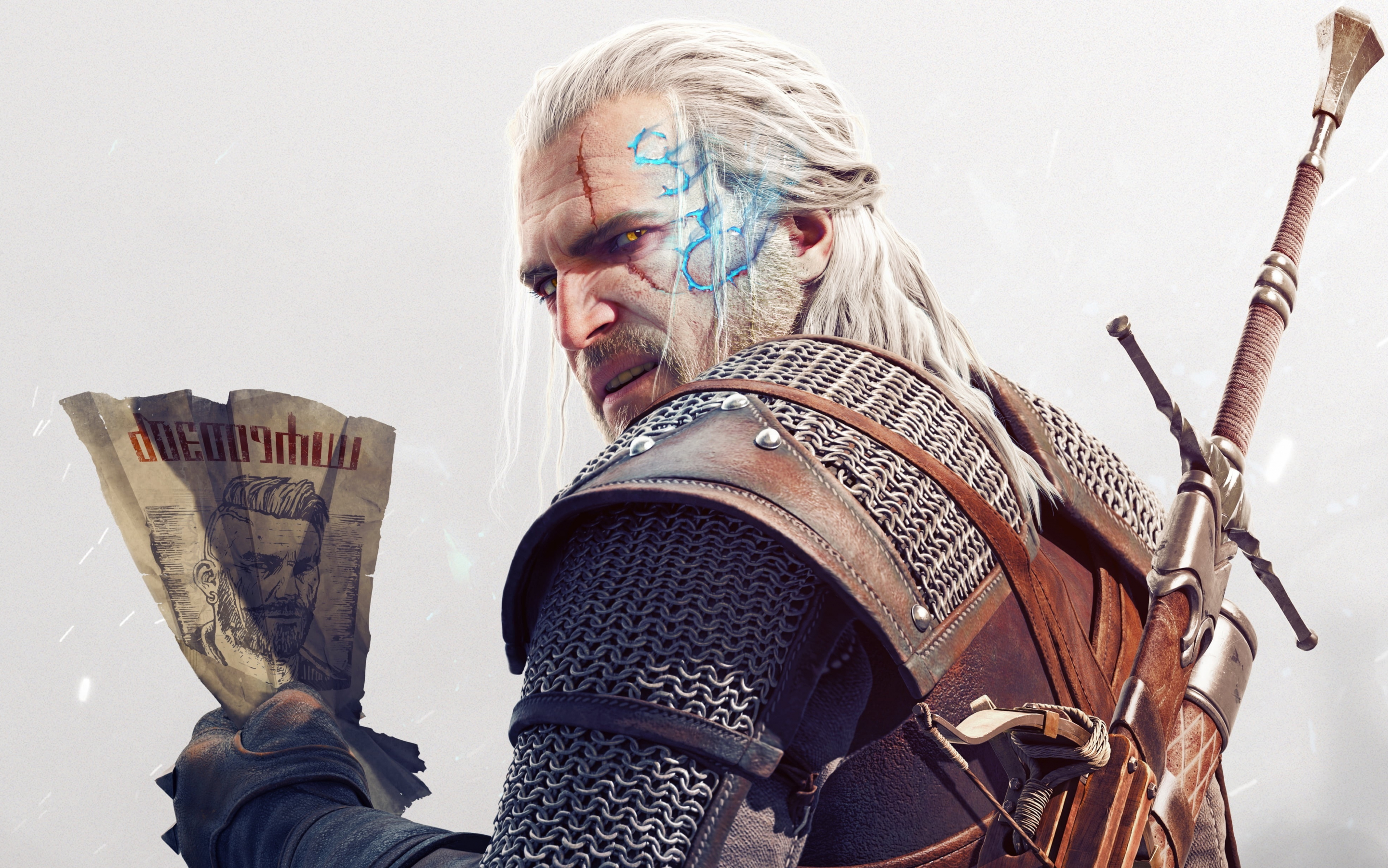 Geralt of rivia, The Witcher 3: Wild Hunt, warrior, artwork, 2880x1800 wallpaper