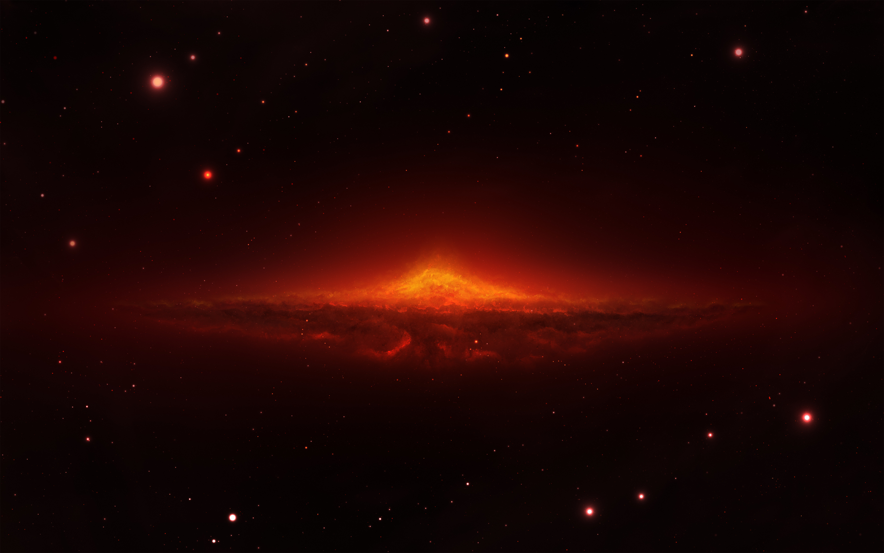 Burning star, nebula, clouds, dark, galaxy, 2880x1800 wallpaper