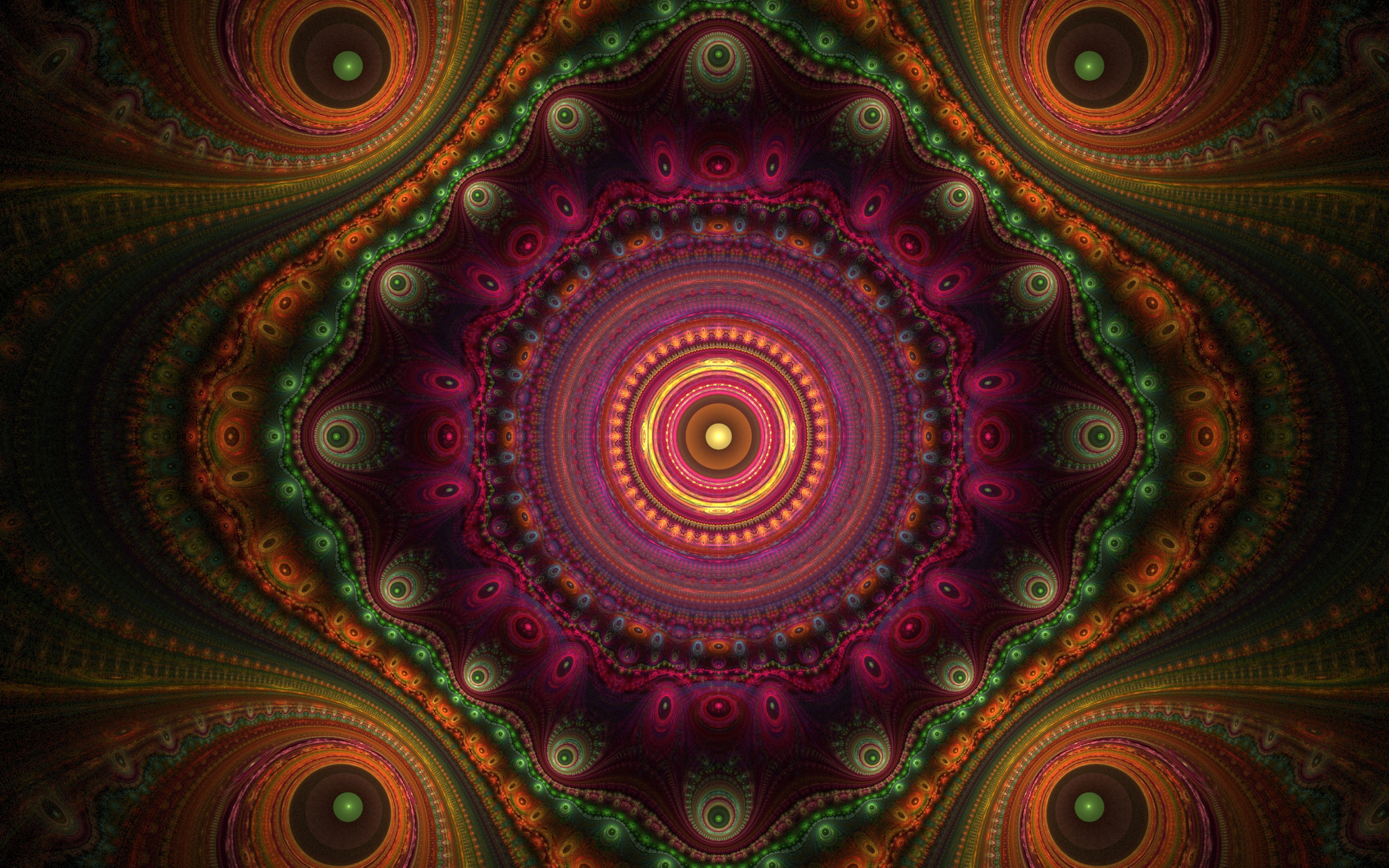 Artwork, fractal, pattern, mandala, kaleidoscope, 2880x1800 wallpaper