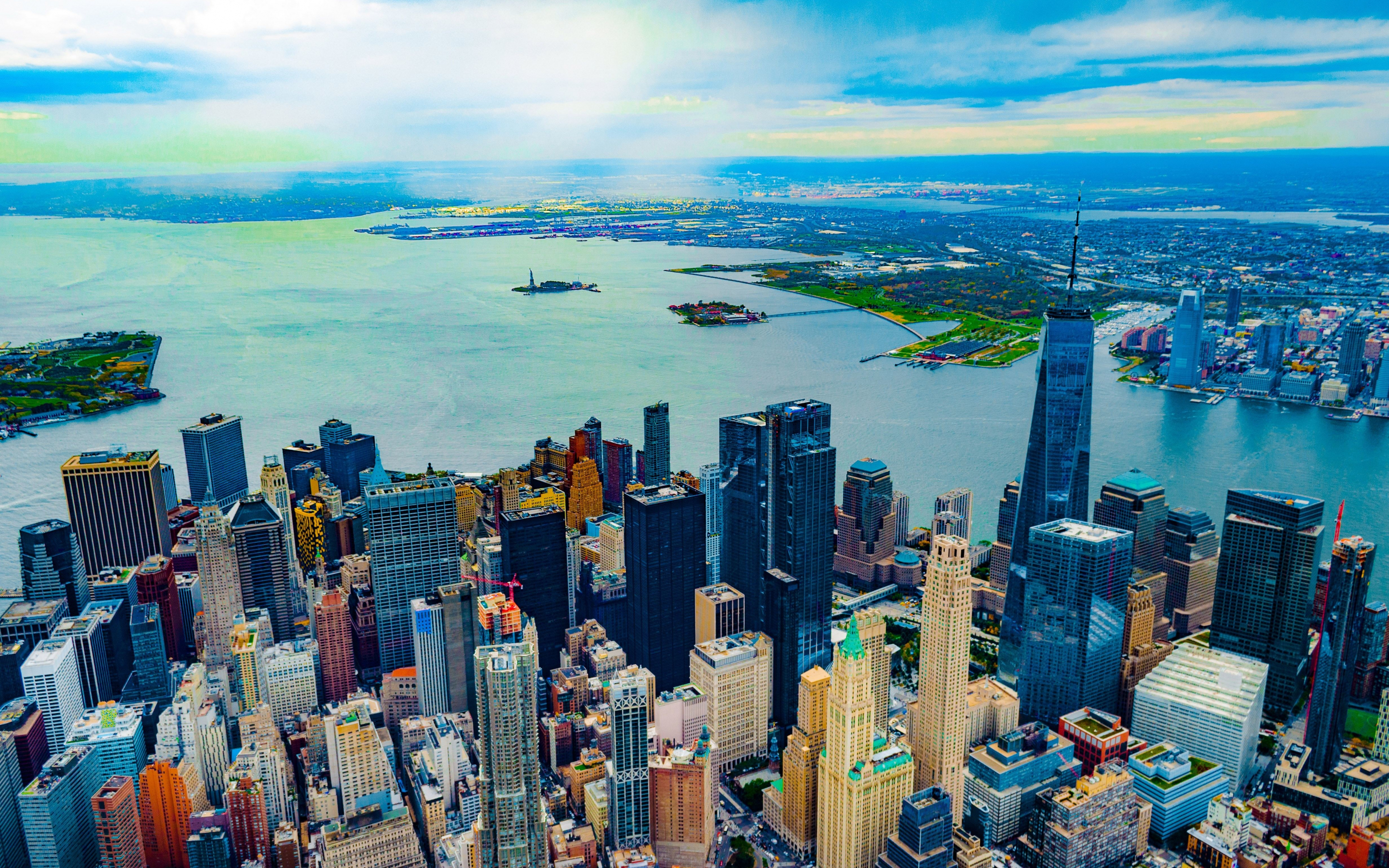 City, aerial view, buildings, New York, 2880x1800 wallpaper