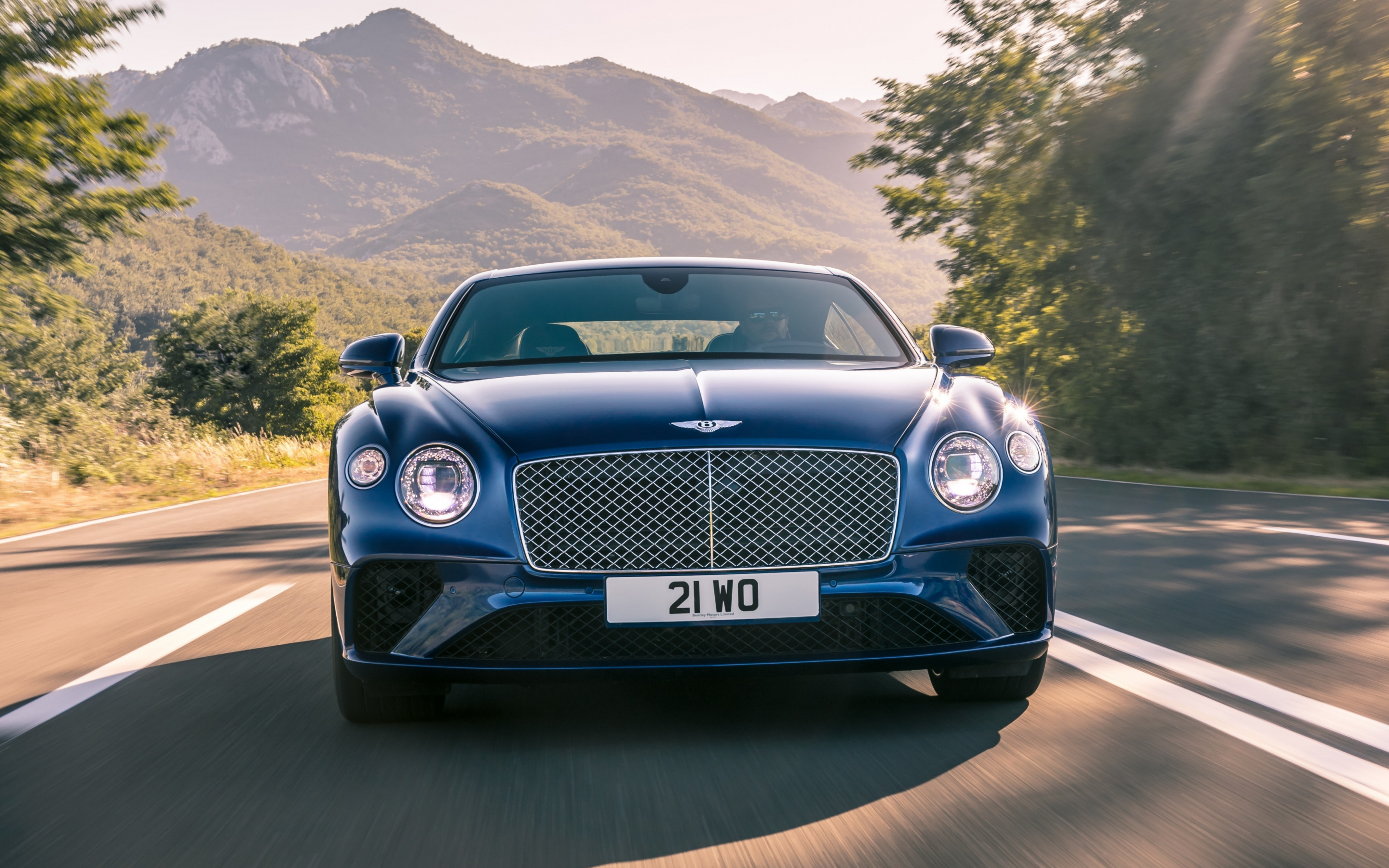 Bentley continental GT, blue luxurious car, 2880x1800 wallpaper