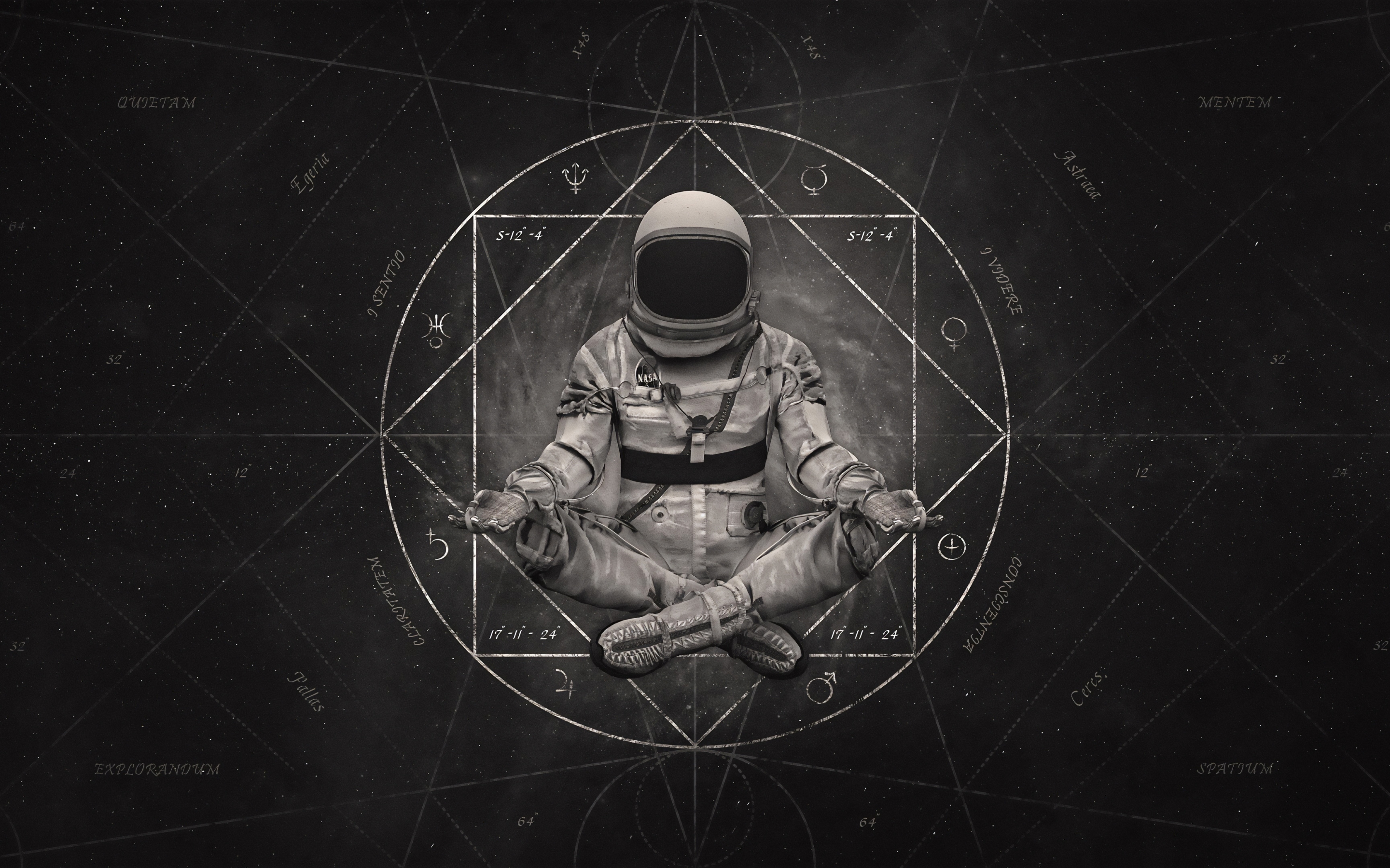 Mediation of astronaut, art, 2880x1800 wallpaper