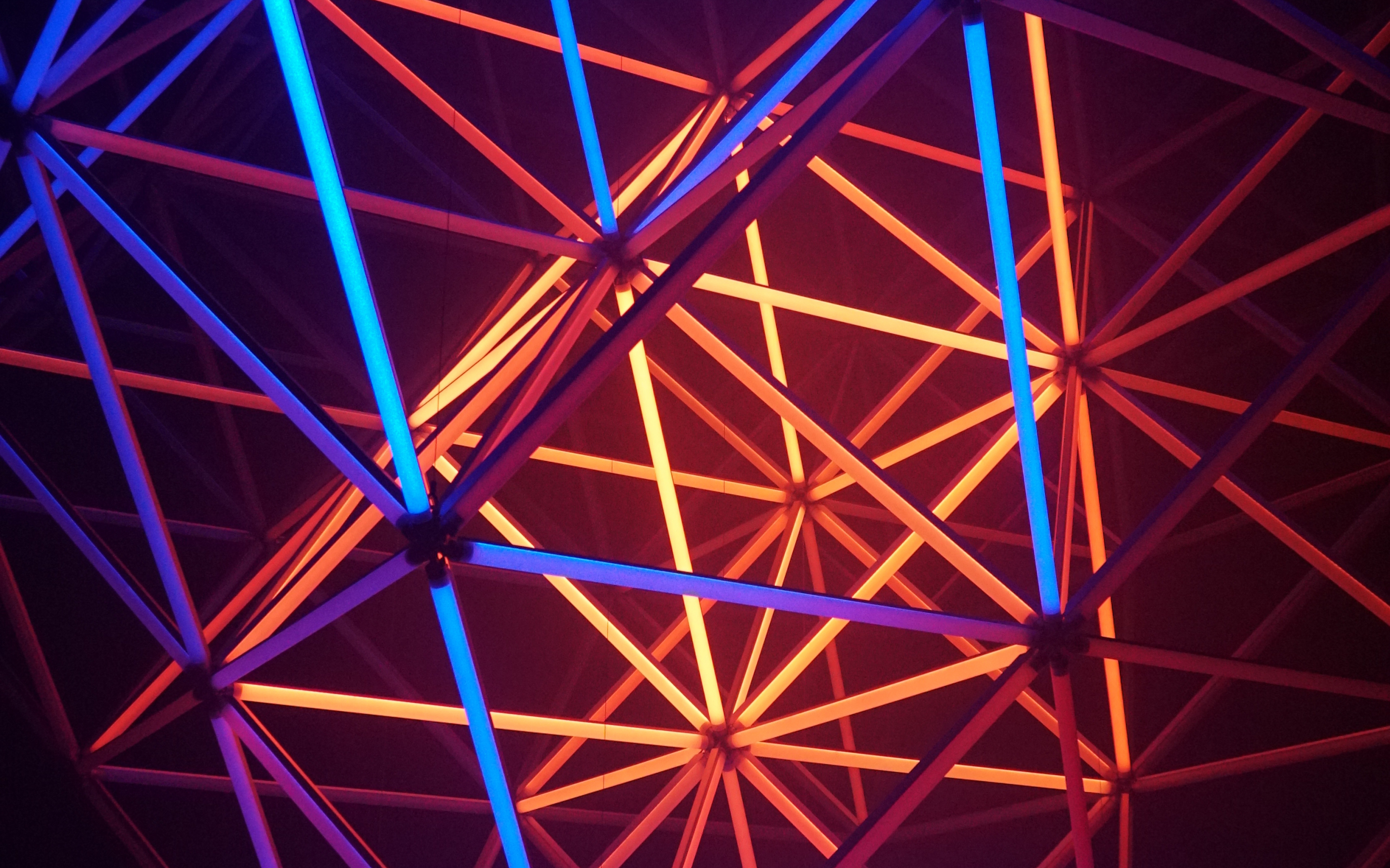 Neon shapes, structure, glow, triangle, 2880x1800 wallpaper