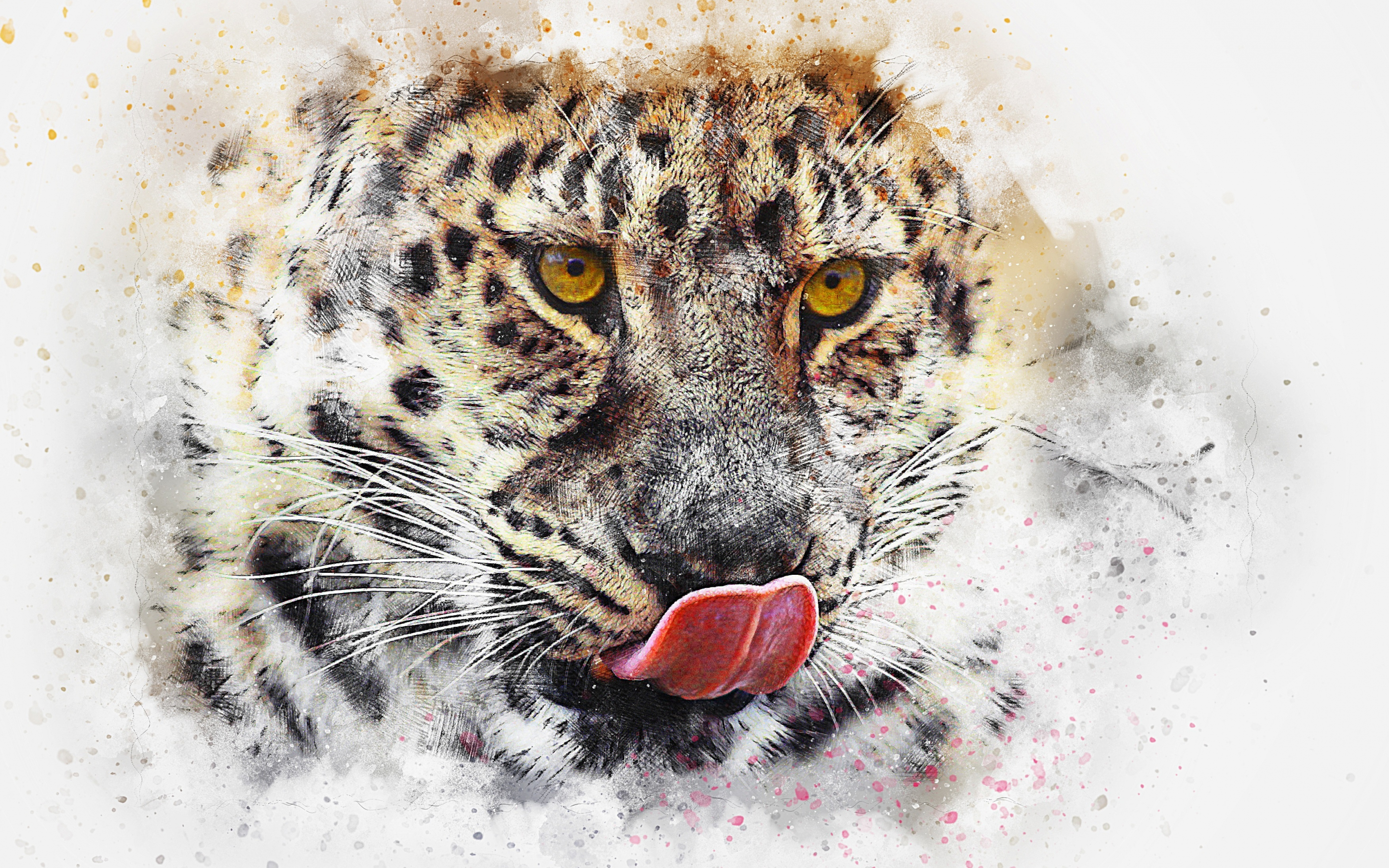 Leopard, muzzle, art, predator, 2880x1800 wallpaper