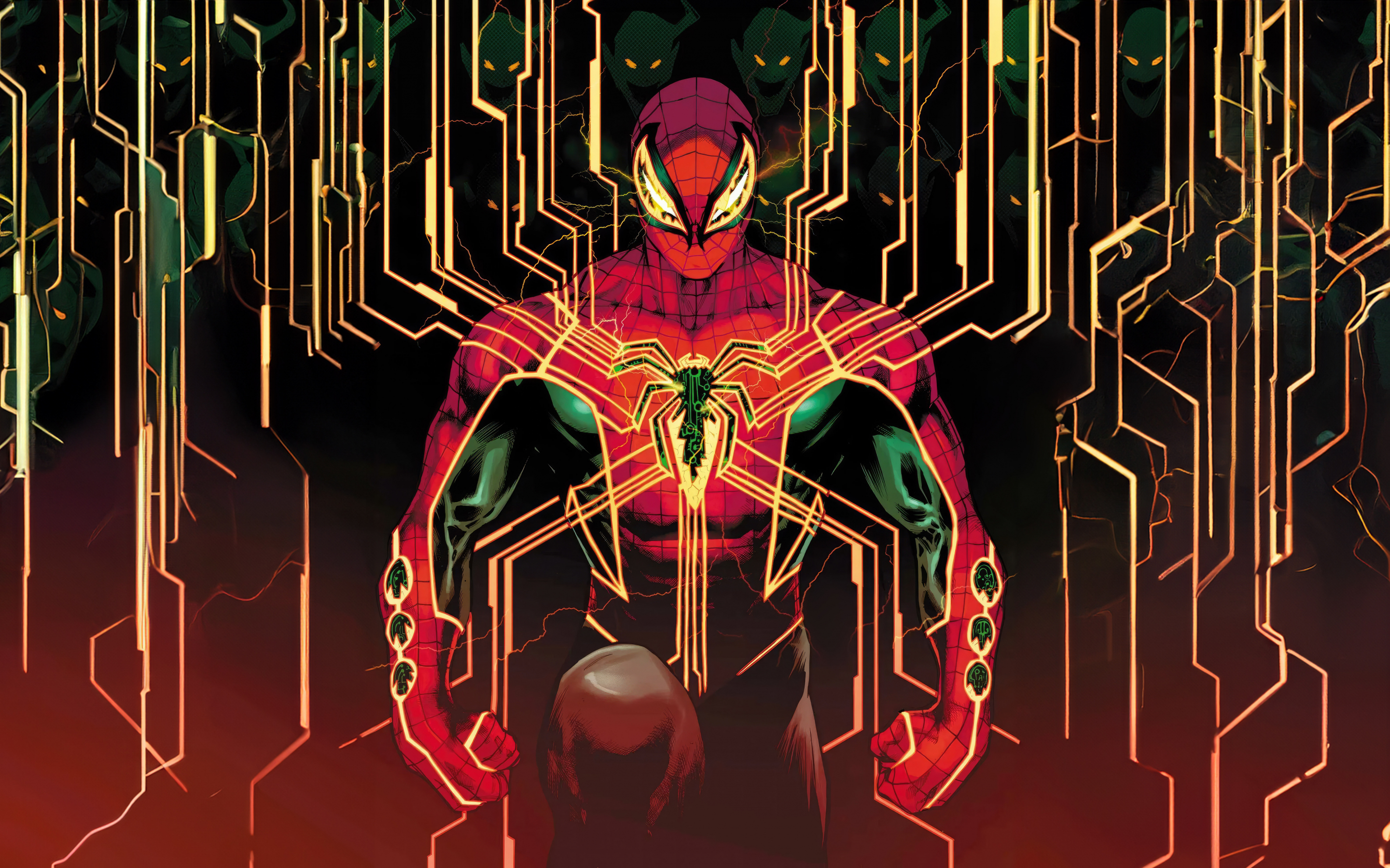 The Amazing Spider-man, digital electric suit, art, 2880x1800 wallpaper
