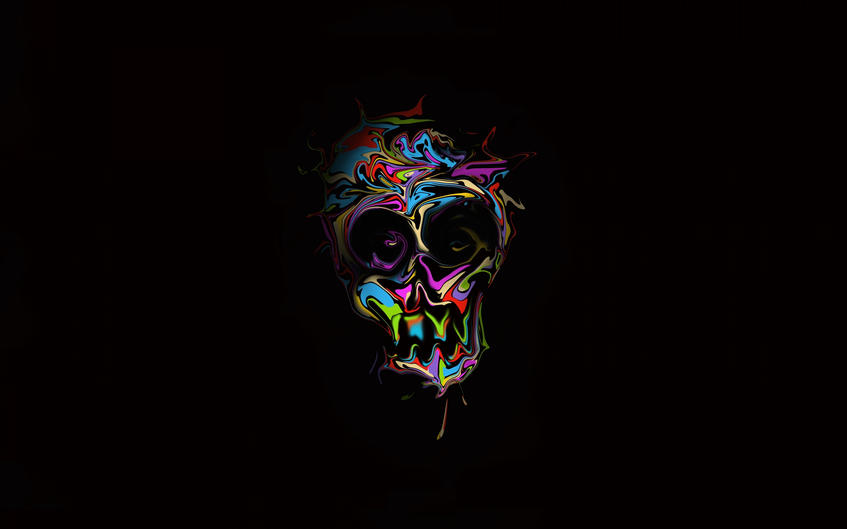 Glitch, colorful skull, dark, artwork, 2880x1800 wallpaper