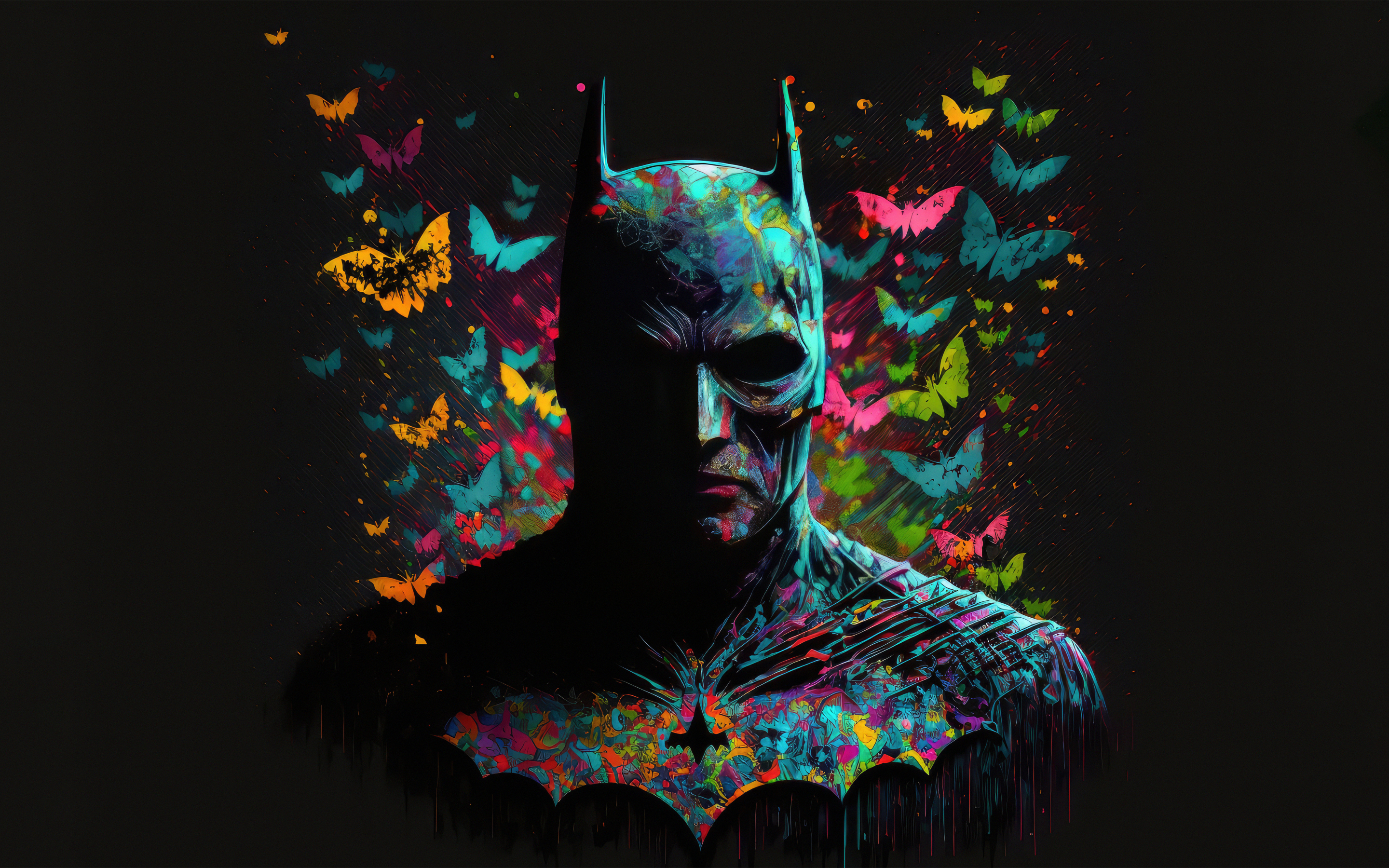 Batman and butterflies, art, 2880x1800 wallpaper