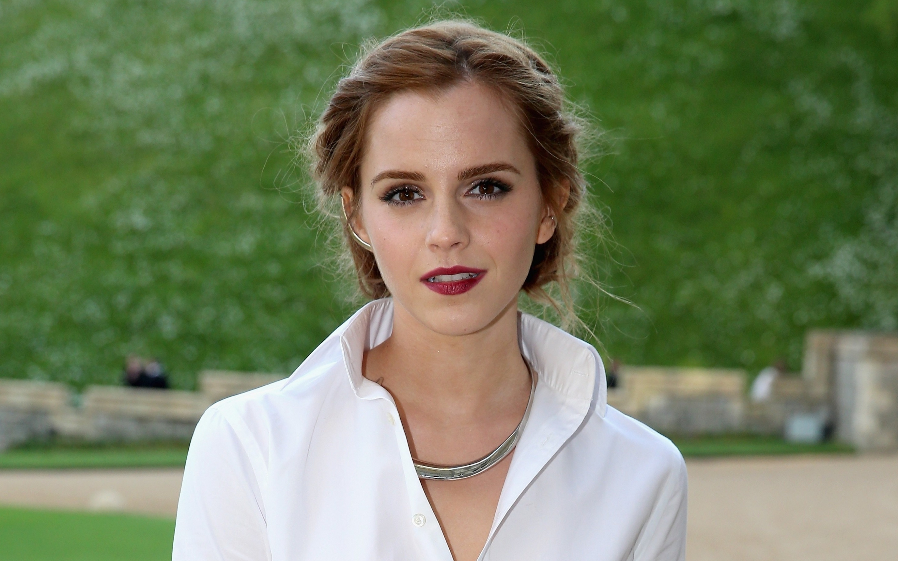 Emma Watson, white shirt, beautiful, actress, 2880x1800 wallpaper