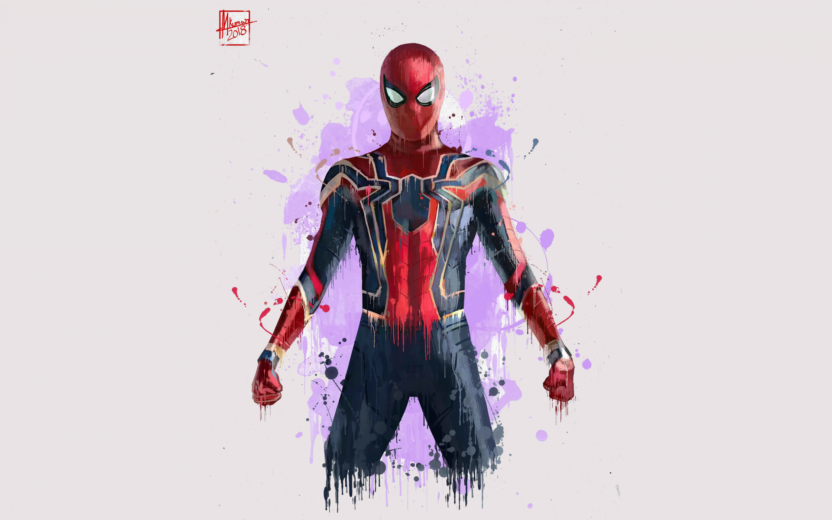 Spiderman, minimal, Avengers: infinity war, 2018, art, 2880x1800 wallpaper