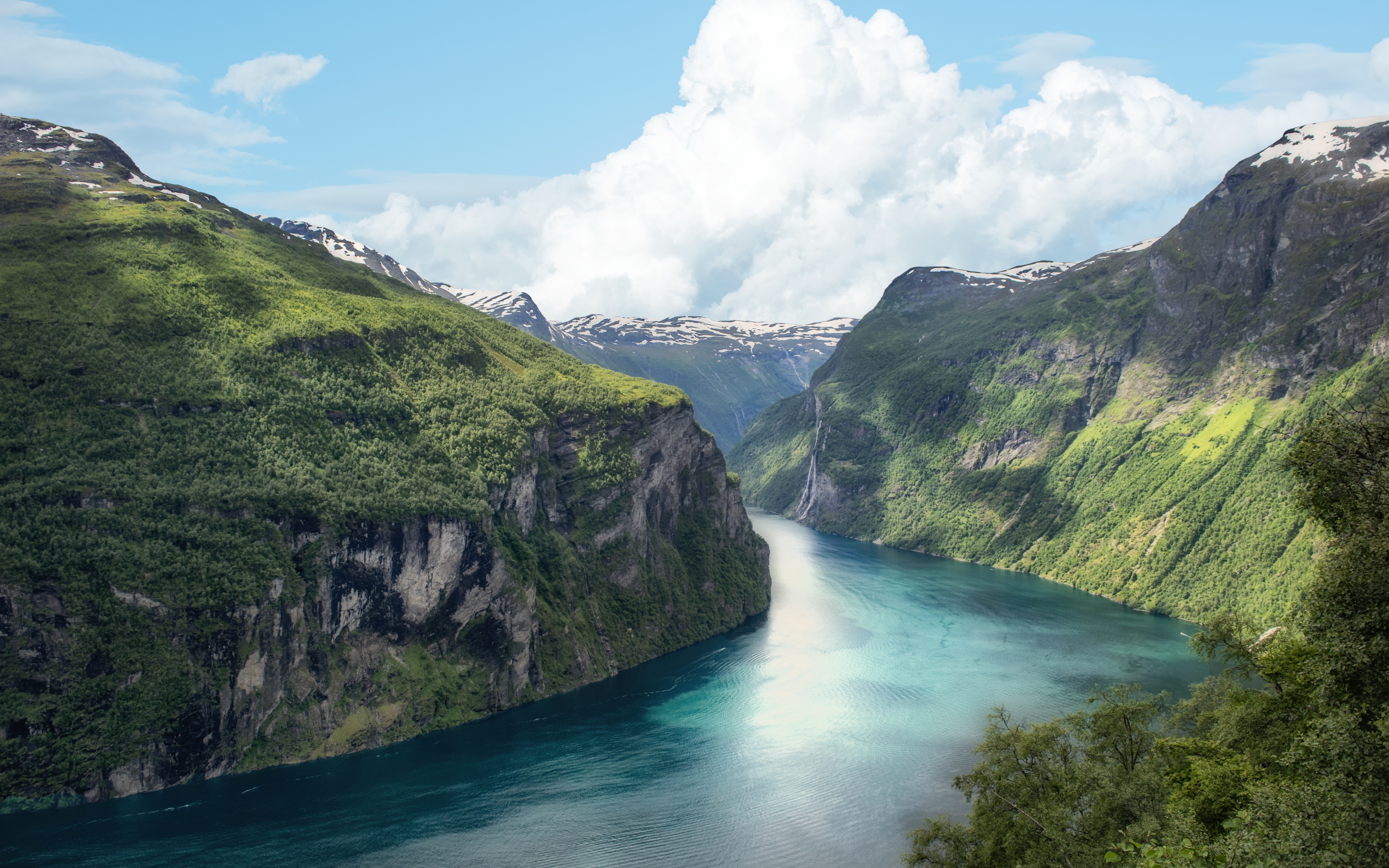 Fjord, Norway, mountains, river, nature, 2880x1800 wallpaper