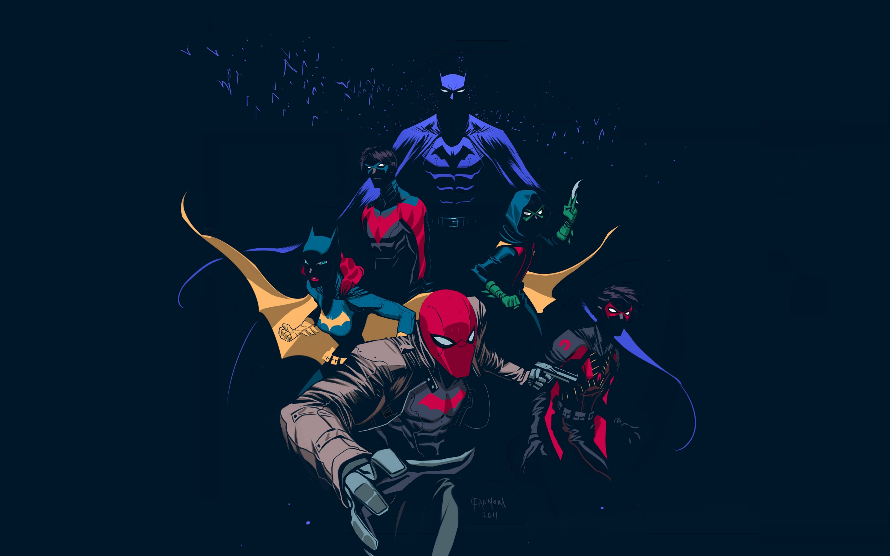 Batfamily, robin, red hood, artwork, 2880x1800 wallpaper