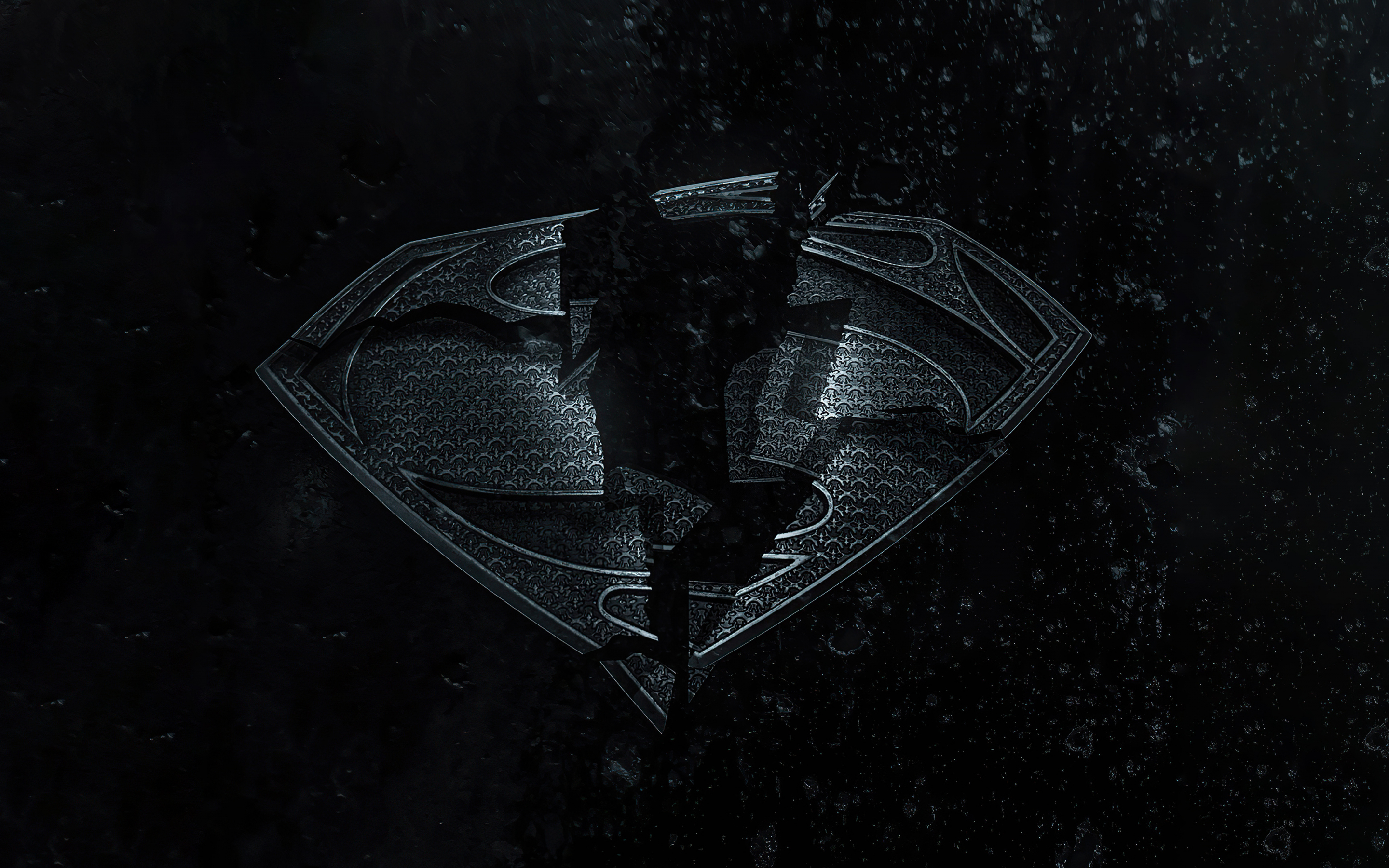 Superman, broken logo, dark, 2880x1800 wallpaper