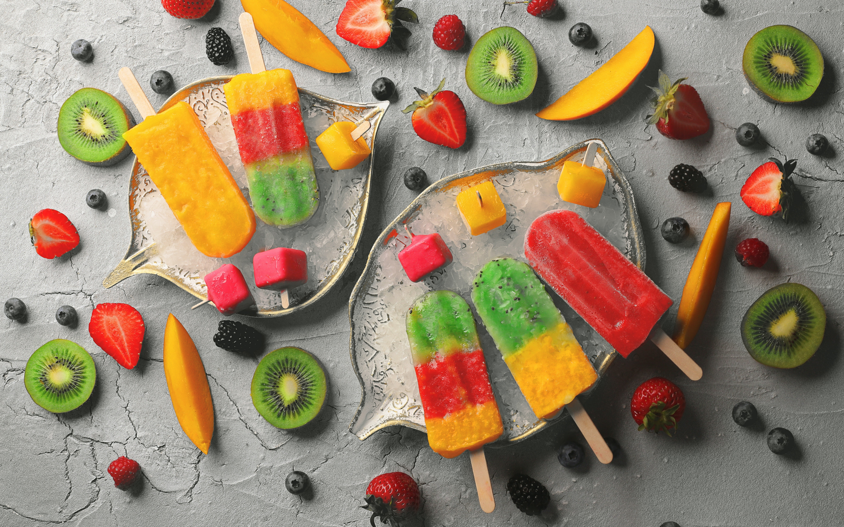 Summer, ice candies and fruits, 2880x1800 wallpaper