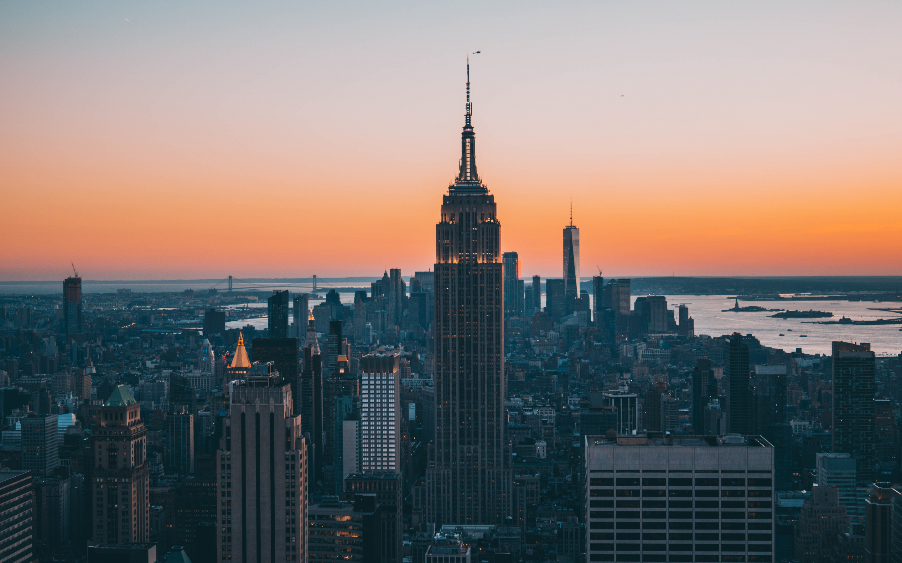 Empire State Building, buildings, sunset, new york city, 2880x1800 wallpaper