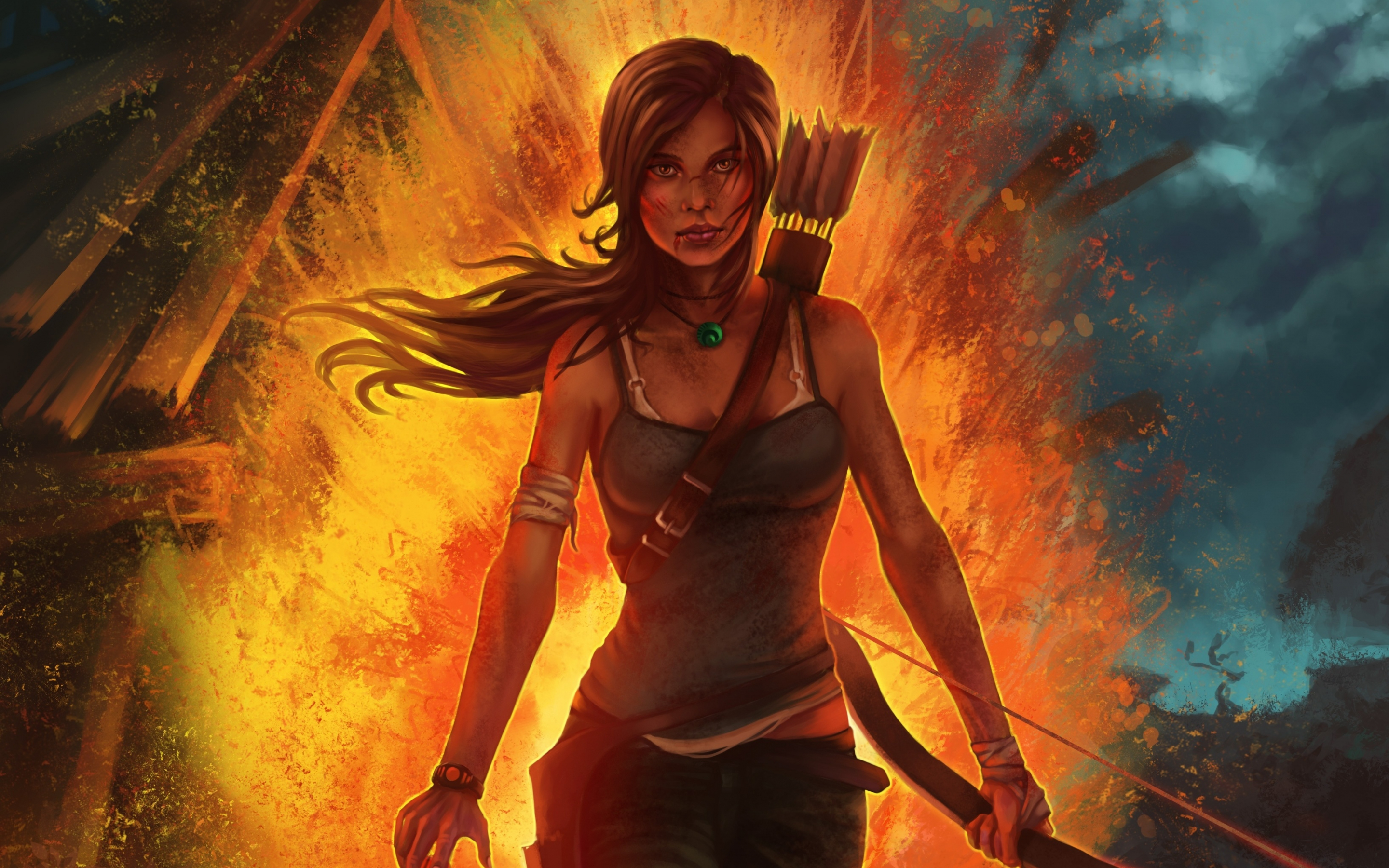 Tomb Raider, archer, Lara Croft, video game, fan art, 2880x1800 wallpaper