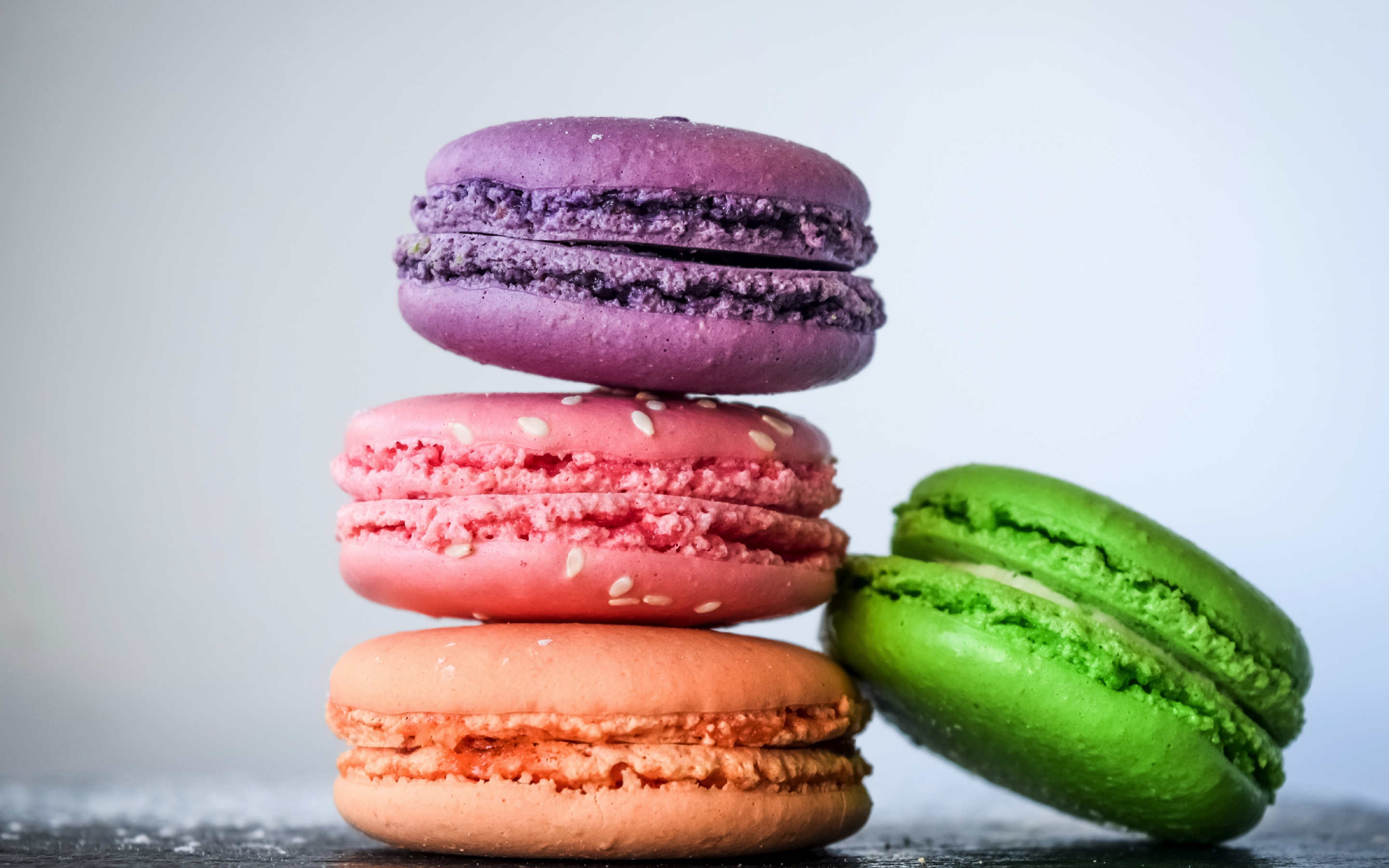Macarons, food, sweets, close up, colorful, 2880x1800 wallpaper
