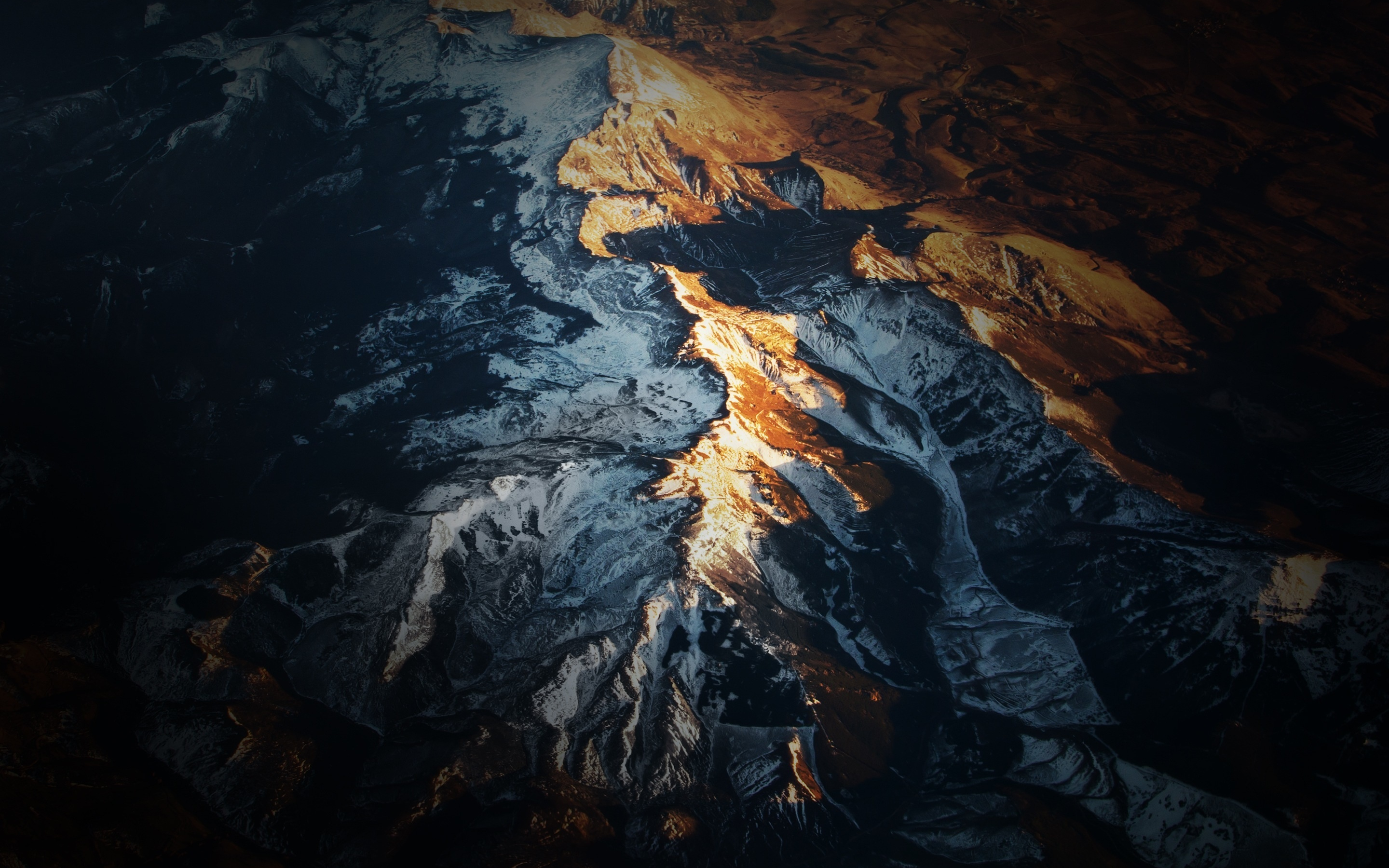 Mountains, aerial view, landscape, range, 2880x1800 wallpaper