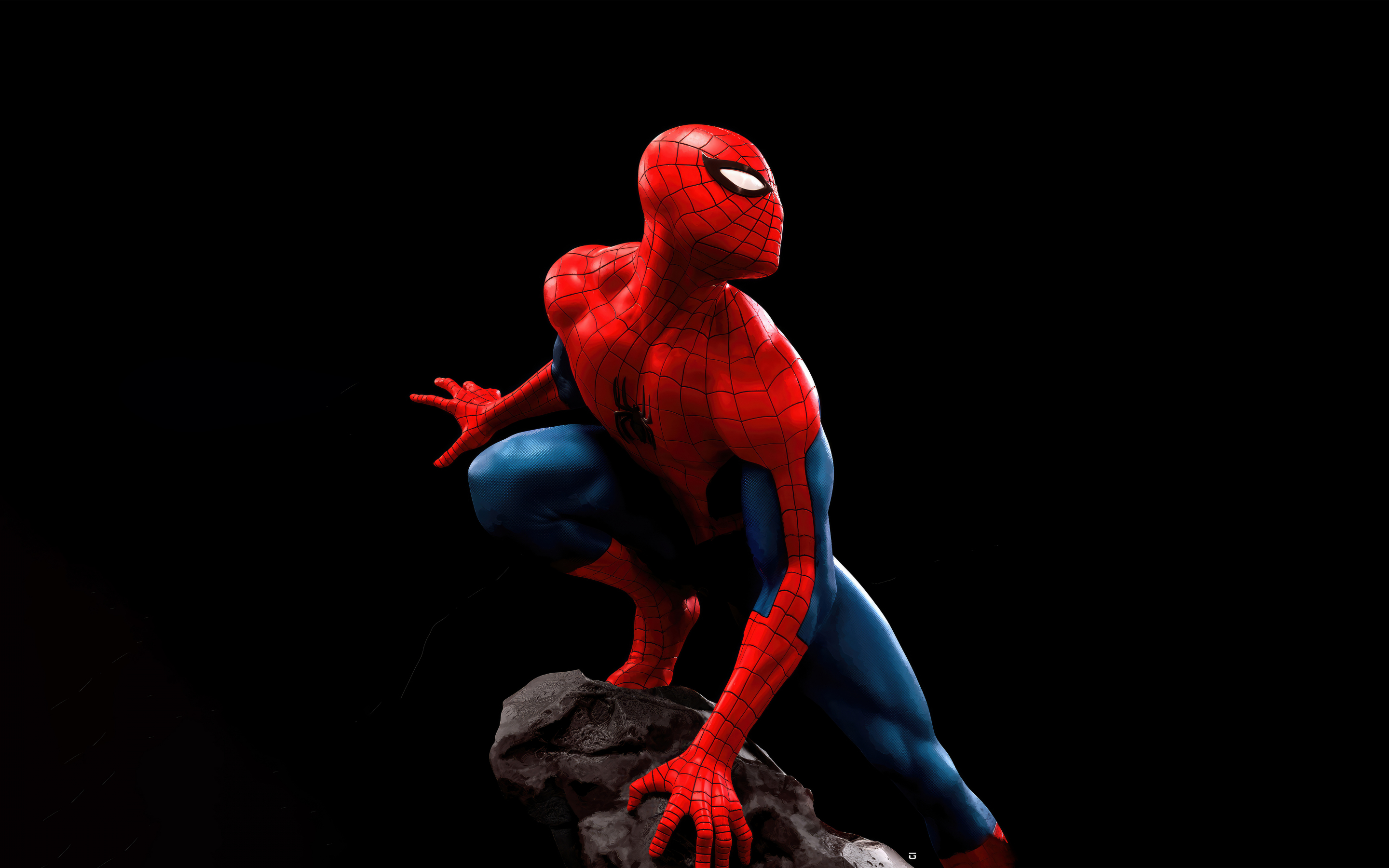 The Amazing spider-man, OLED art, dark, 2880x1800 wallpaper