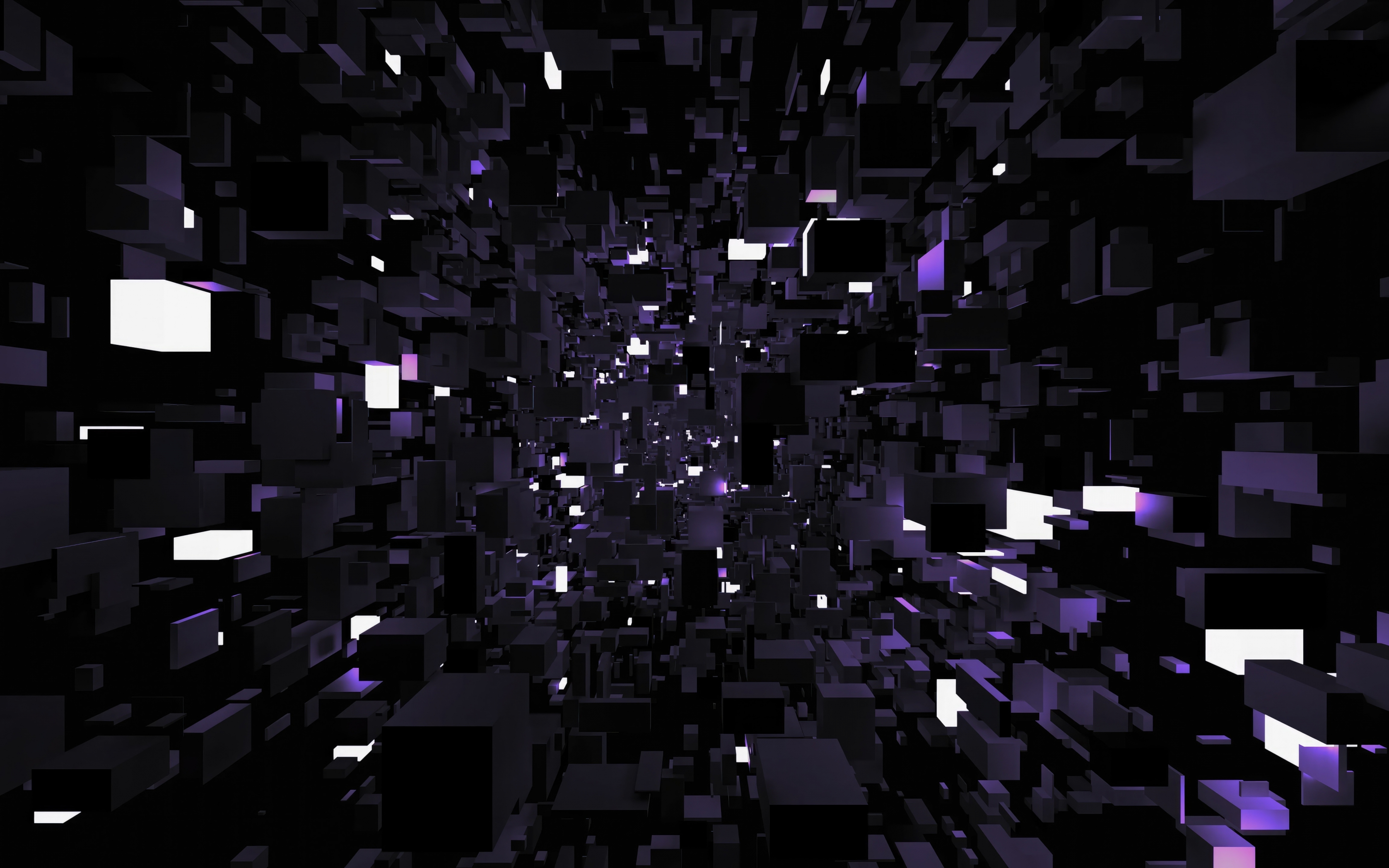 Geometric flux, vibrant and 3D dynamic cubes, dark, 2880x1800 wallpaper