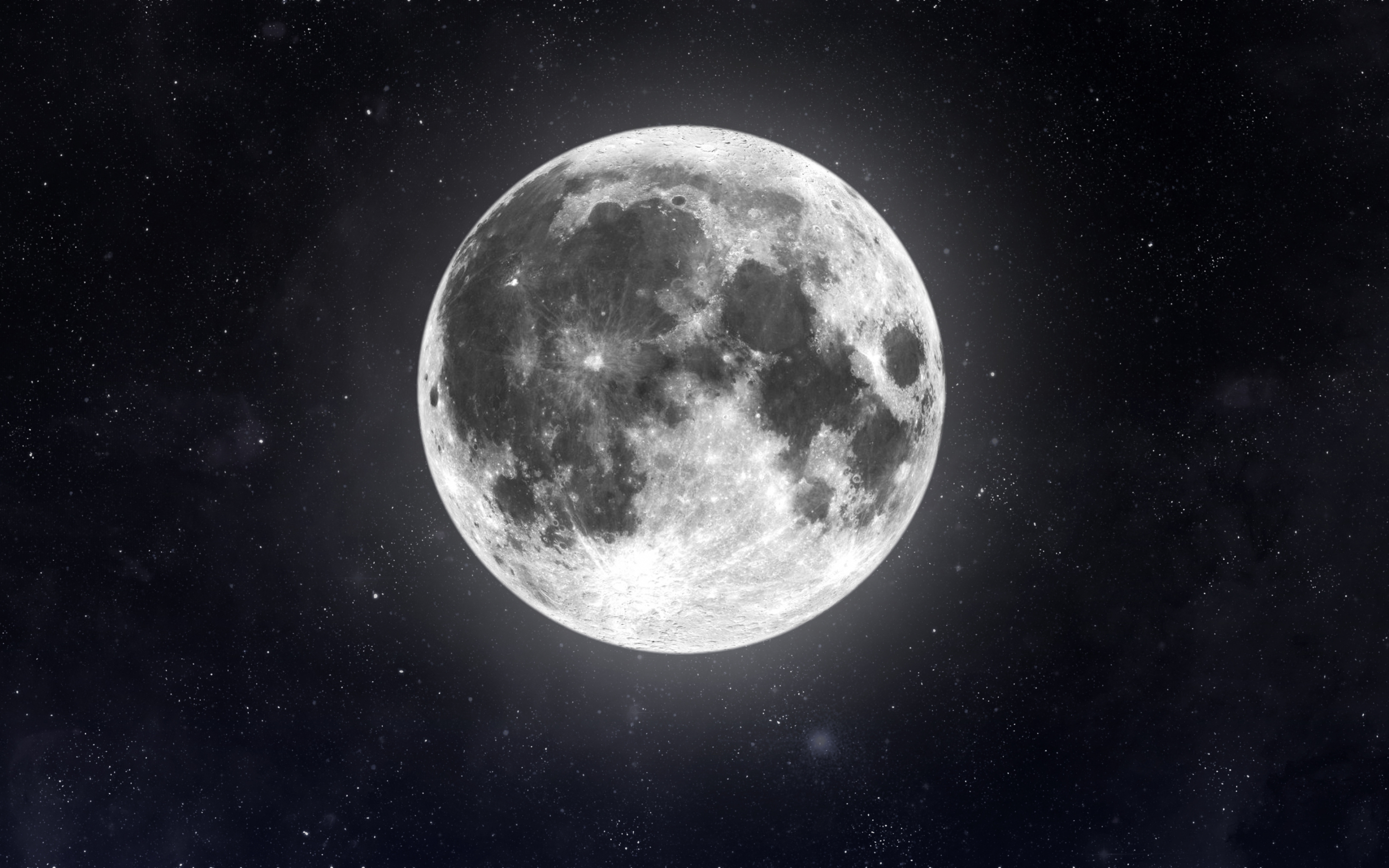Moon in space, dark, telescopic view, 2880x1800 wallpaper
