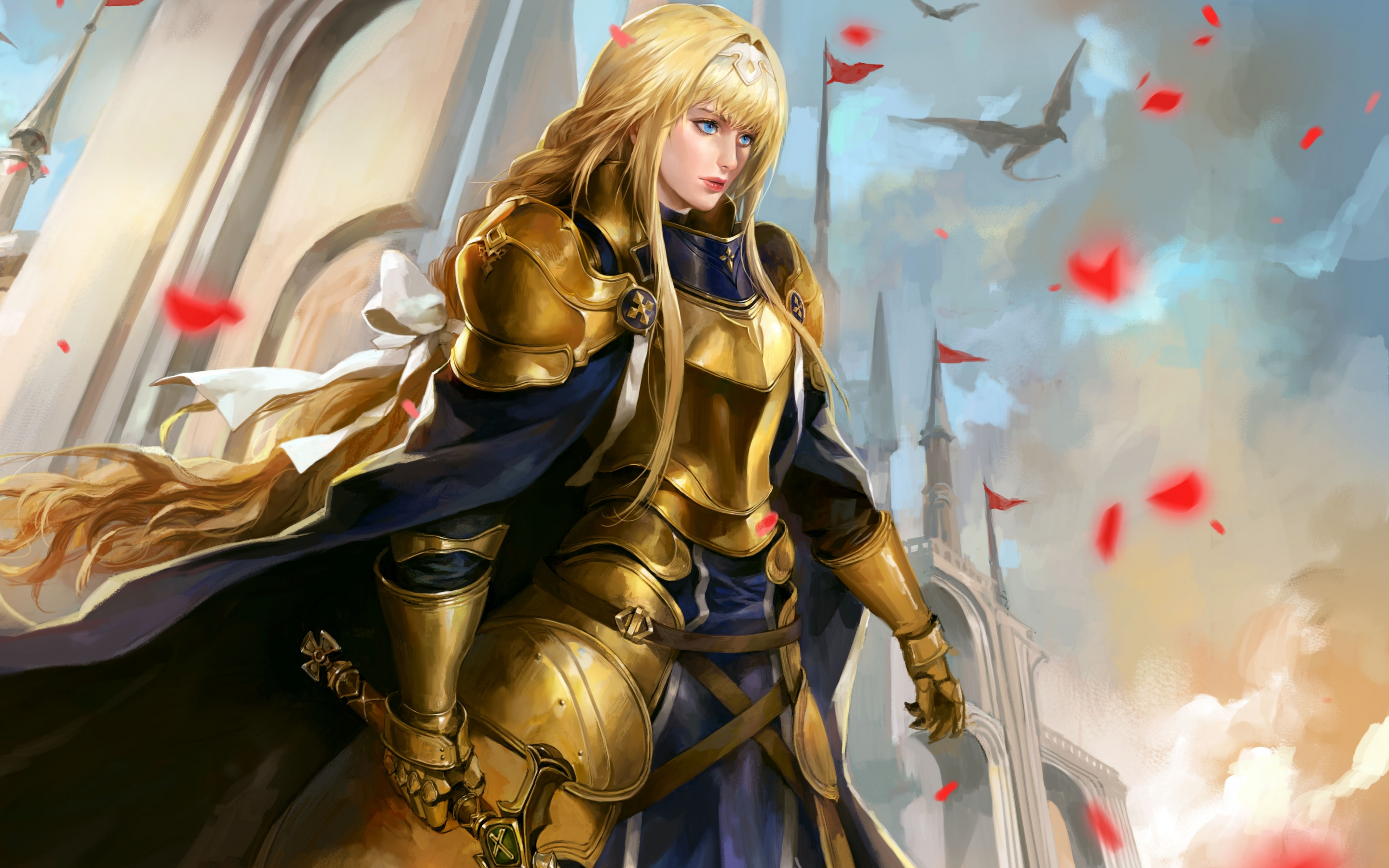 Fate series, warrior, anime girl, Saber, Alice Auberg, blonde, 2880x1800 wallpaper