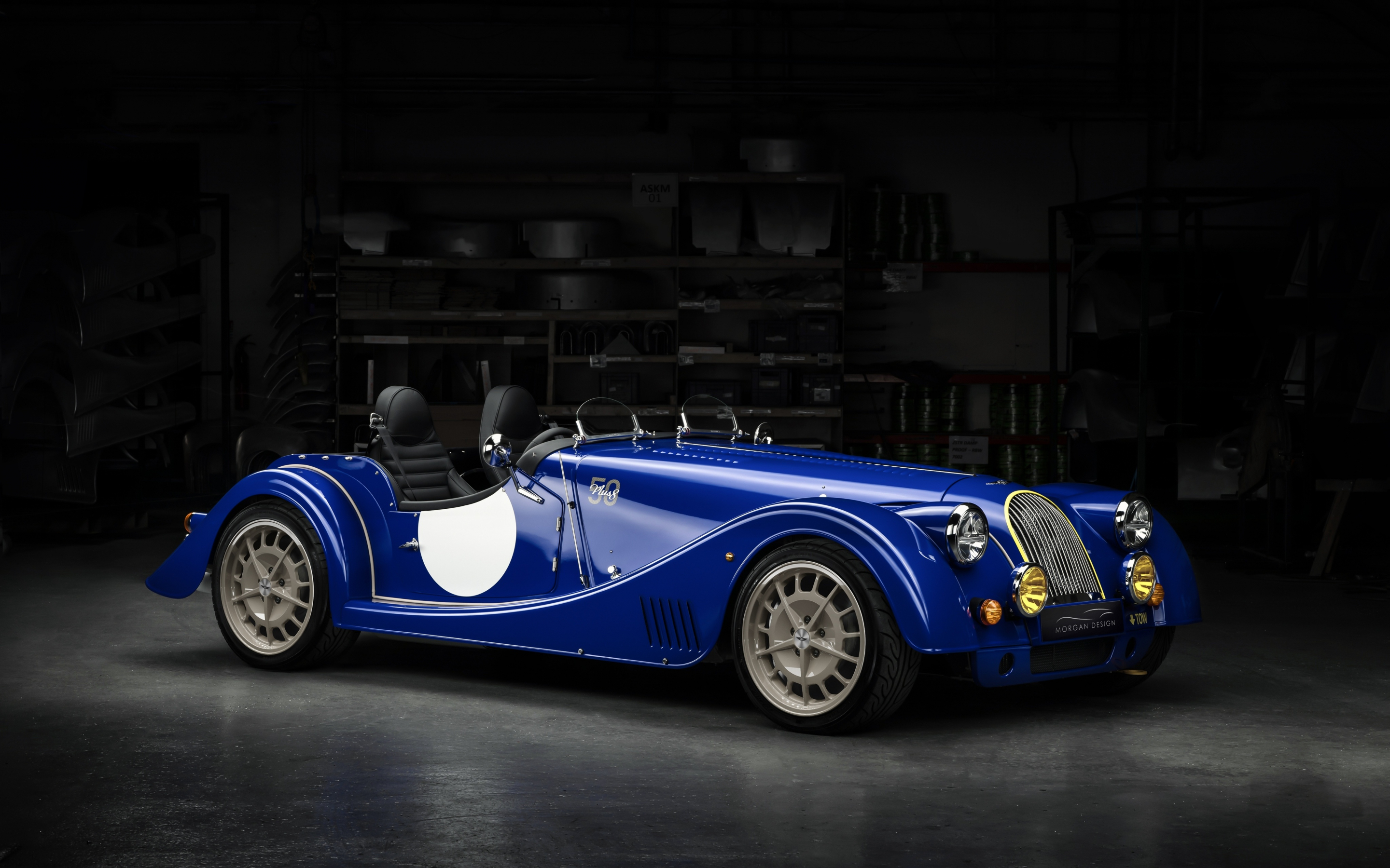 Morgan Plus 8, 50th anniversary edition, blue, classic car, 2880x1800 wallpaper