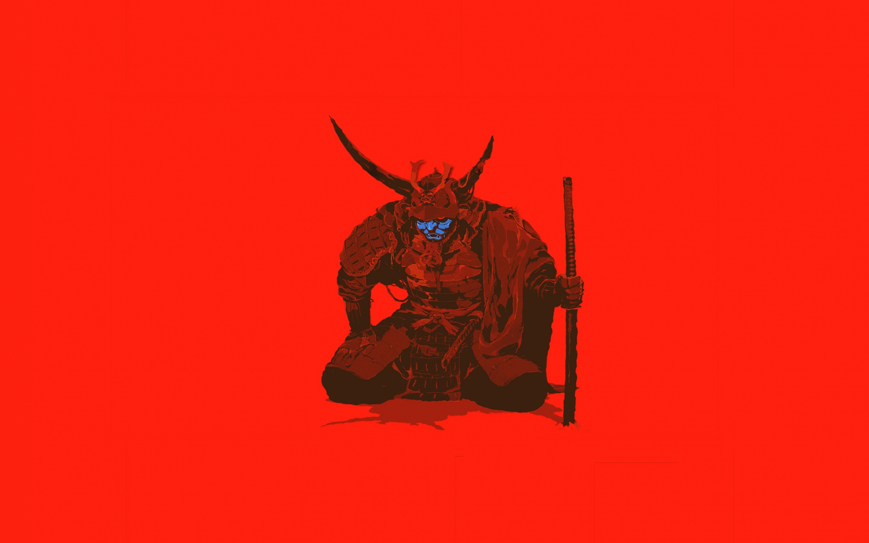 Samurai, warrior, minimal, art, 2880x1800 wallpaper