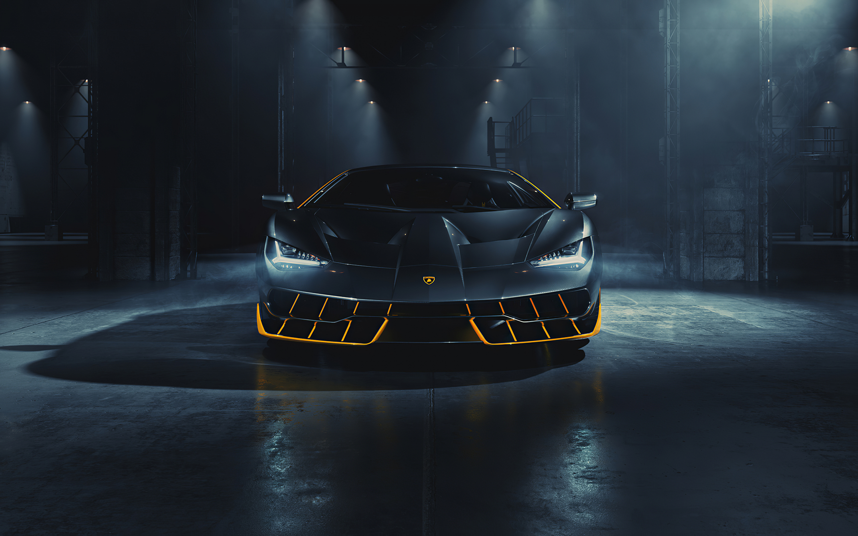 Lamborghini Centenario, front-view, golden edges, 2880x1800 wallpaper