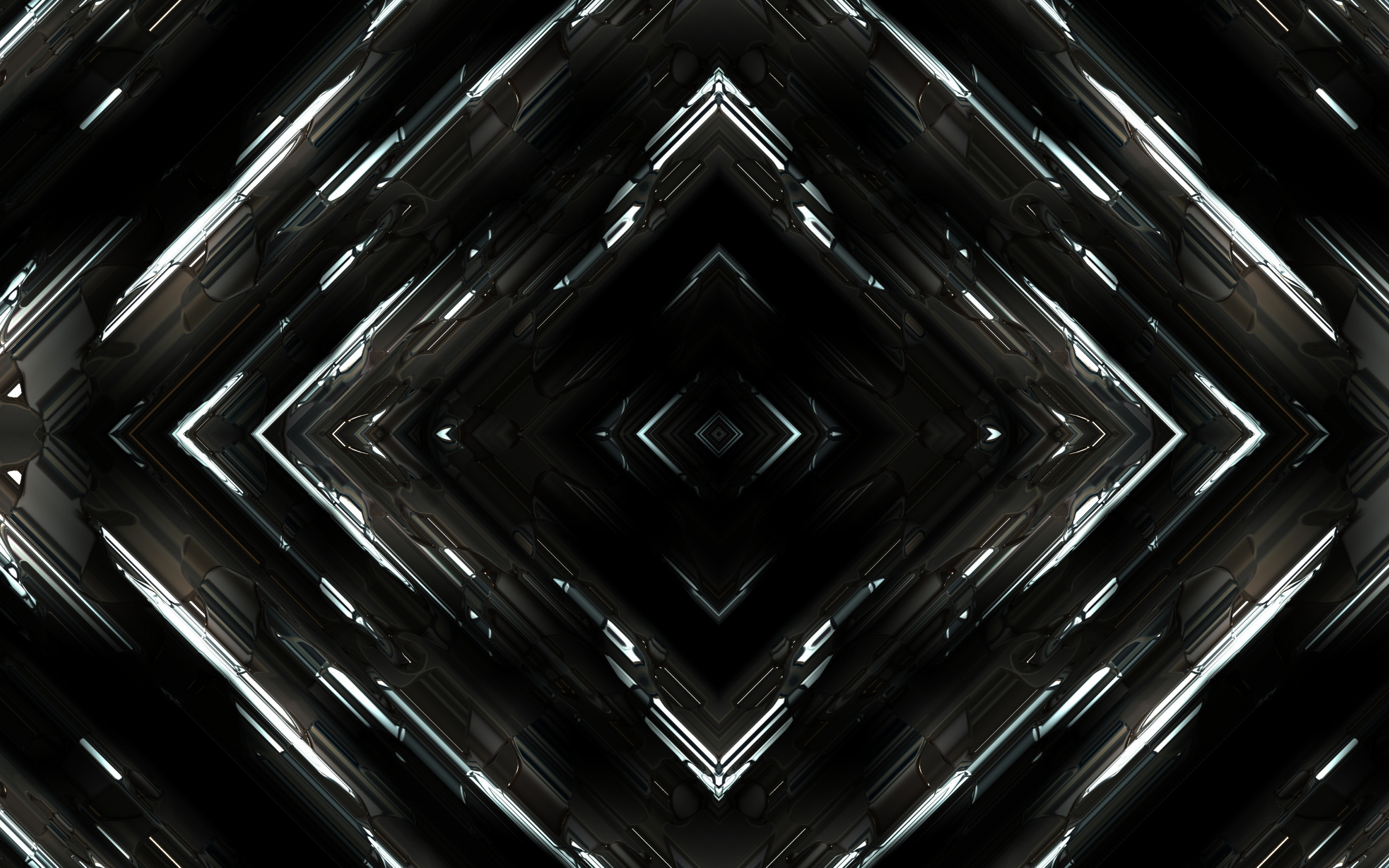 Squares, dark fractal, abstract, glowing lines, 2880x1800 wallpaper