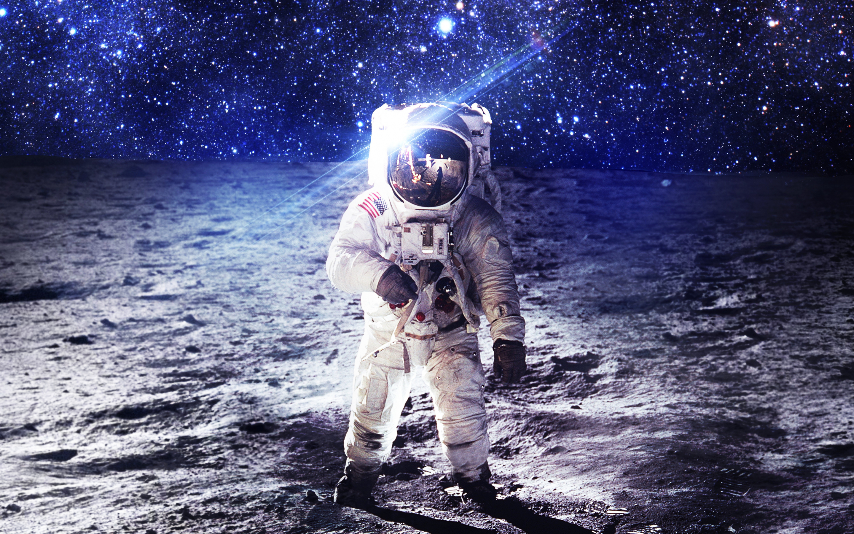 Space, landscape, astronaut, fantasy, 2880x1800 wallpaper