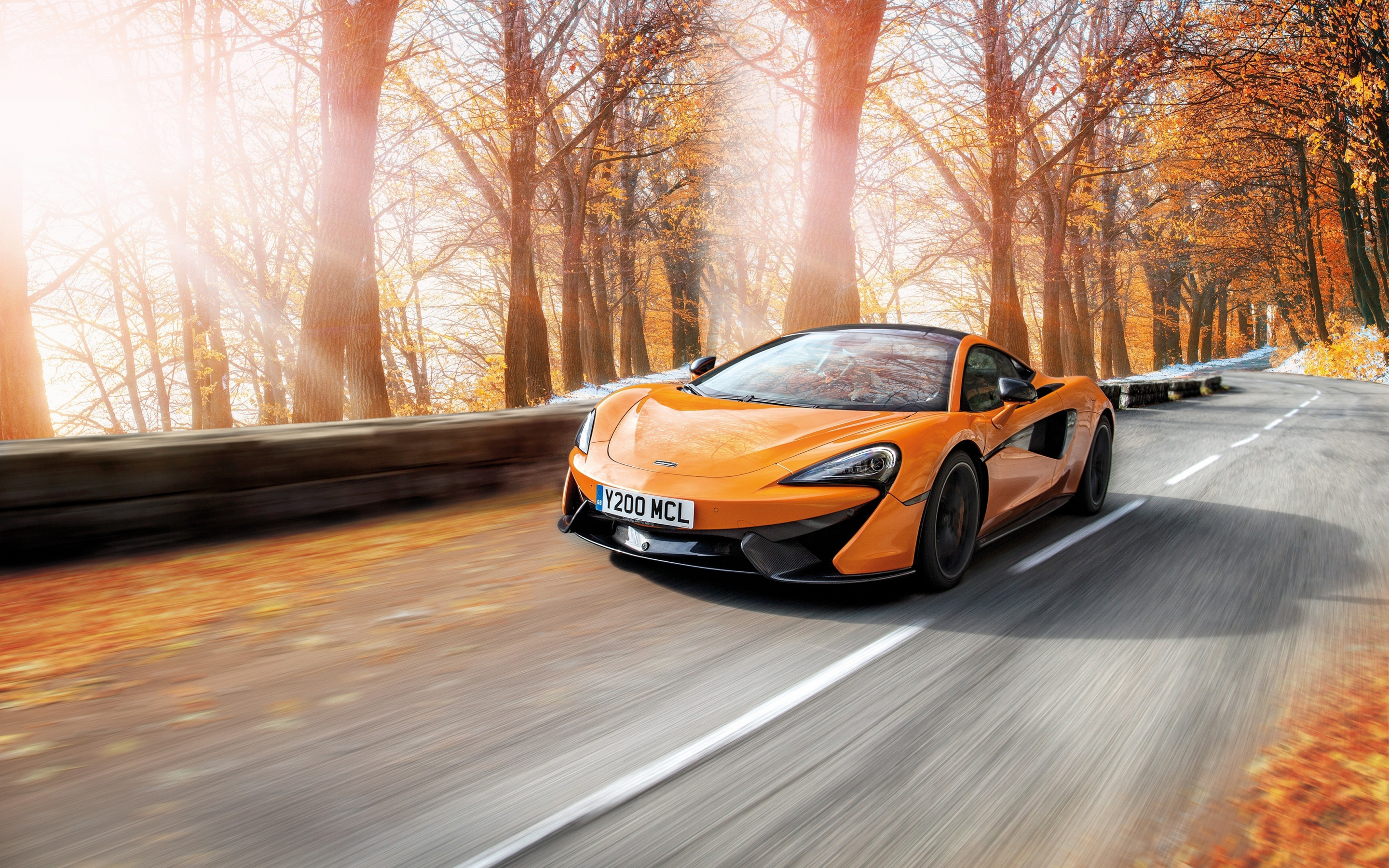 Orange, McLaren 570s, sports car, on-road, 2880x1800 wallpaper