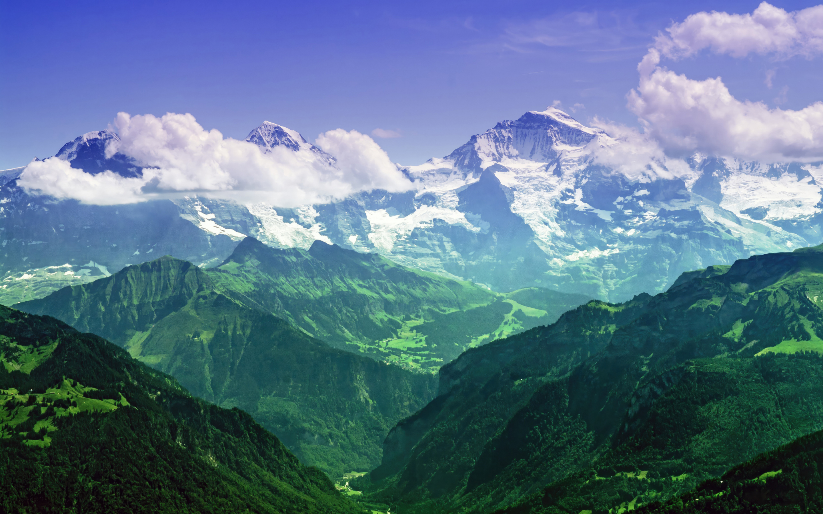 Jungfrau, alps of Switzerland, green and beautiful, 2880x1800 wallpaper