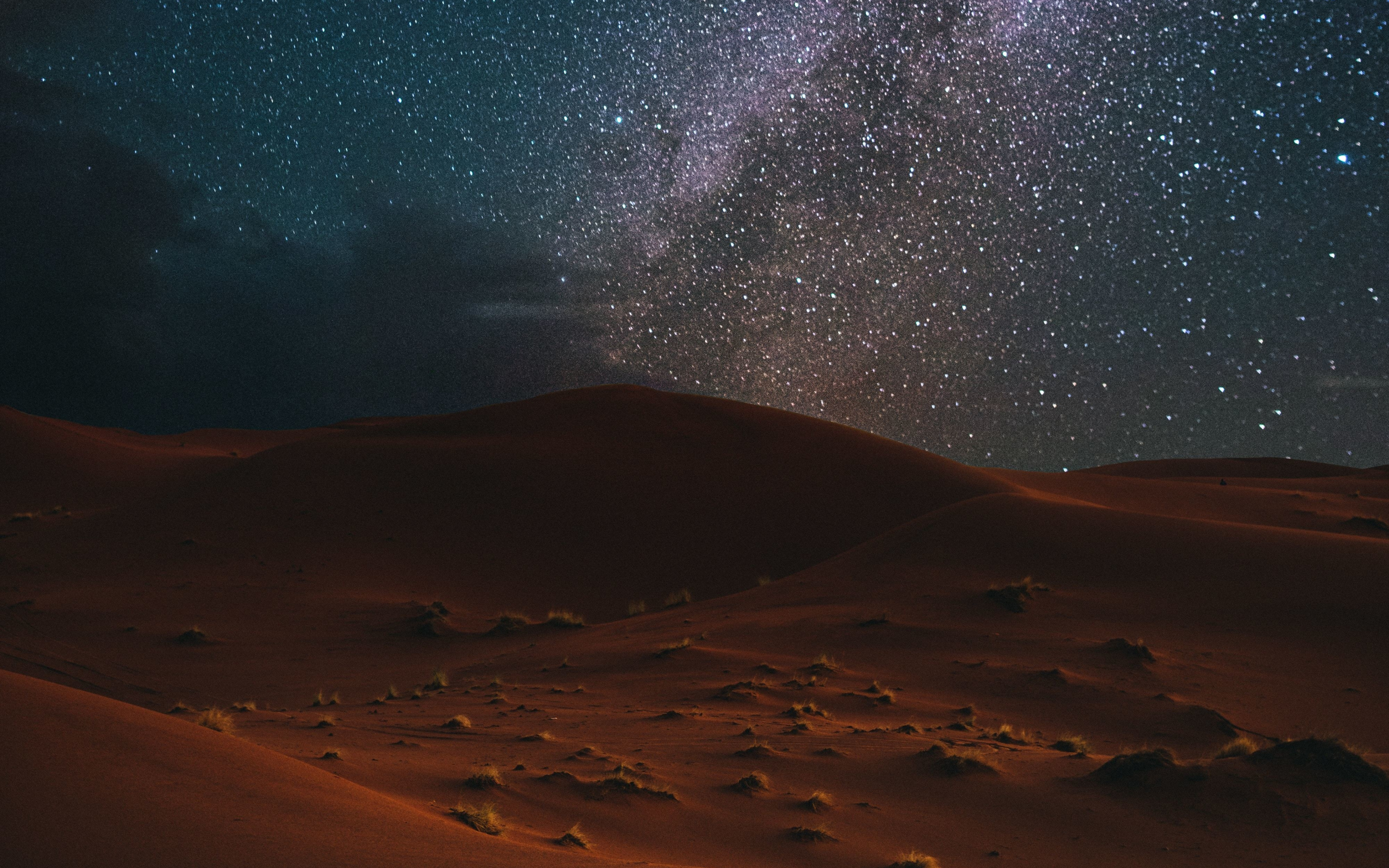 Desert, night, milky way, starry sky, 2880x1800 wallpaper