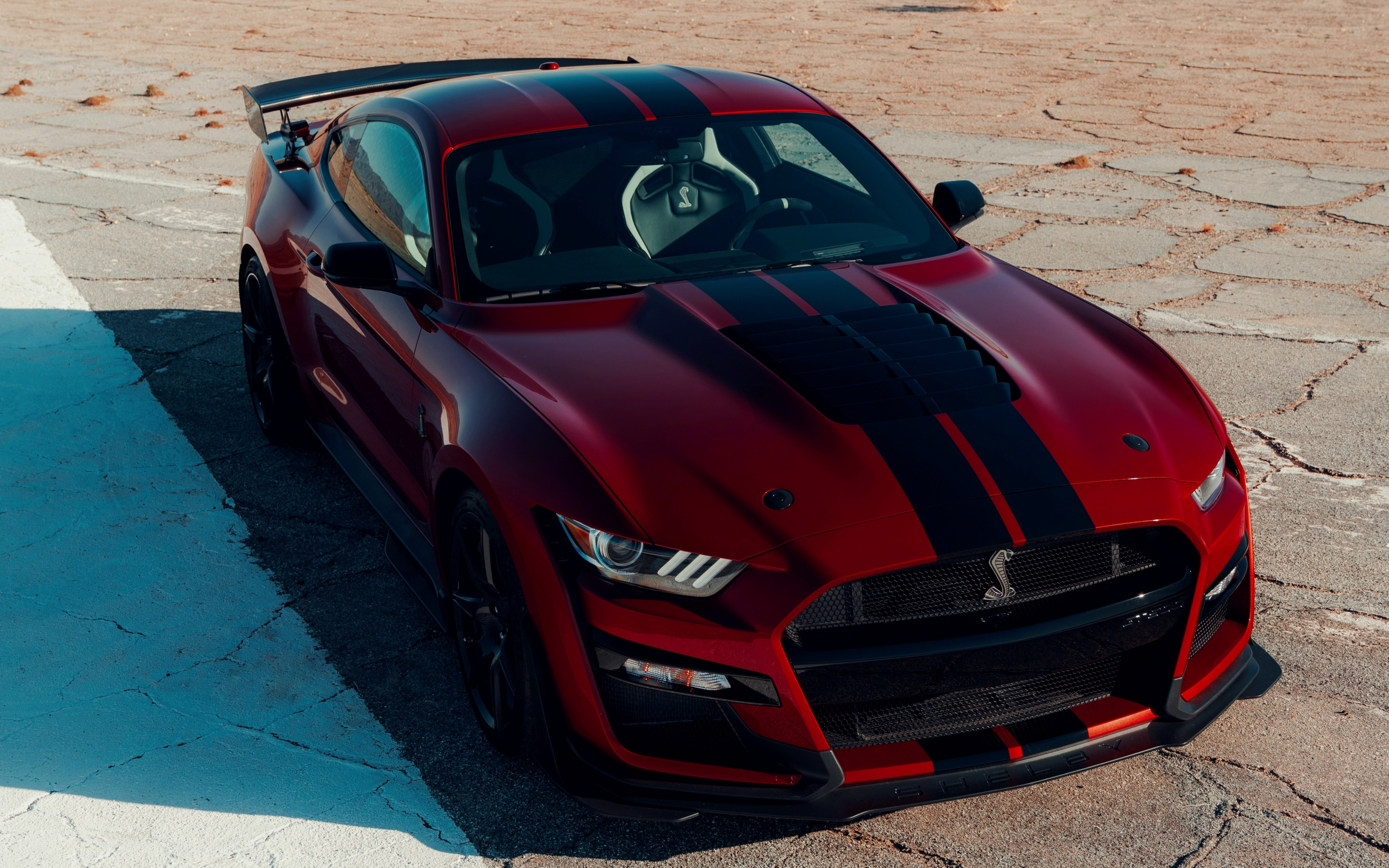 Ford Mustang Shelby GT500, muscle car, blood-red, 2880x1800 wallpaper