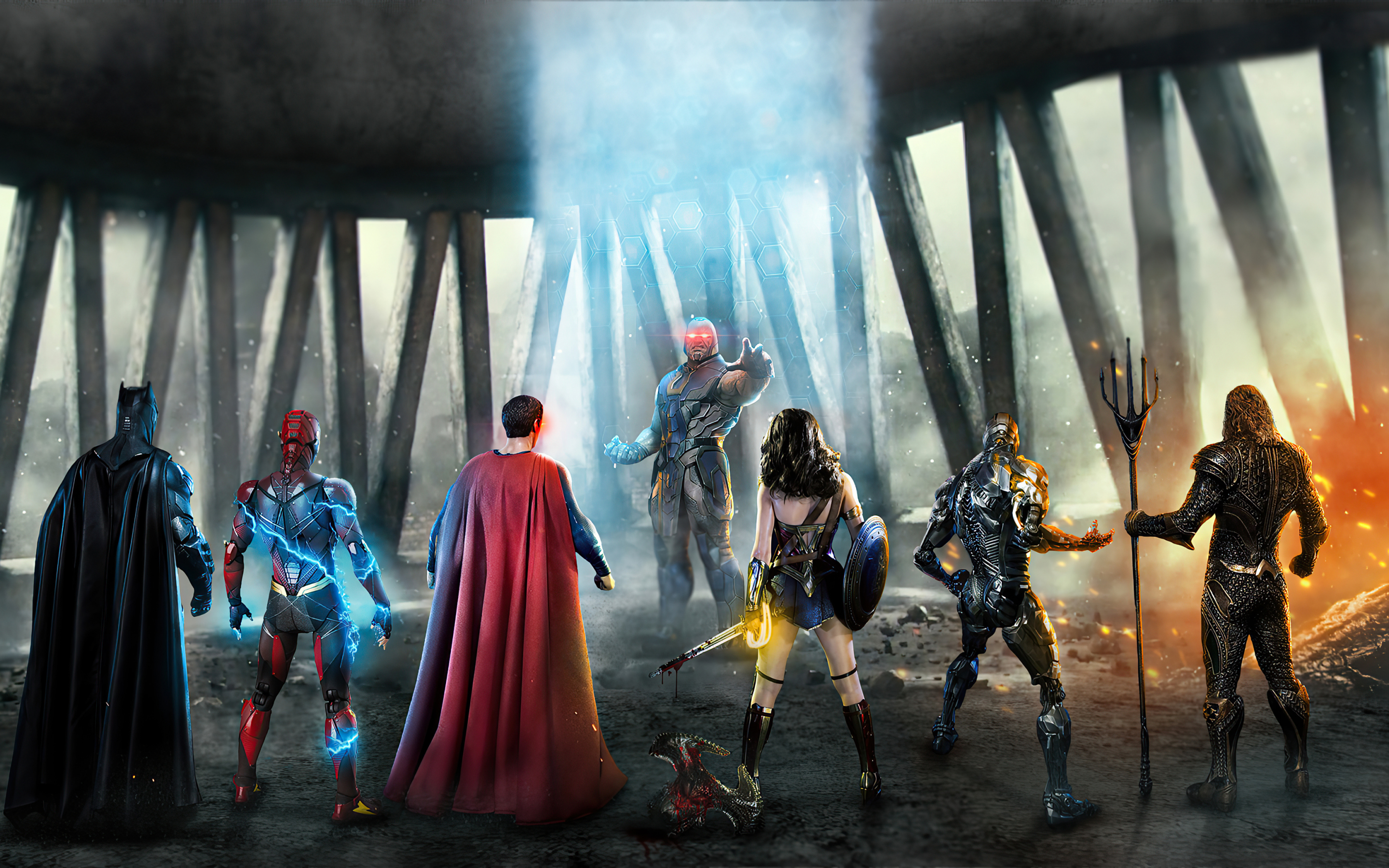 Justice League vs Darkseid, fan art, 2020, 2880x1800 wallpaper