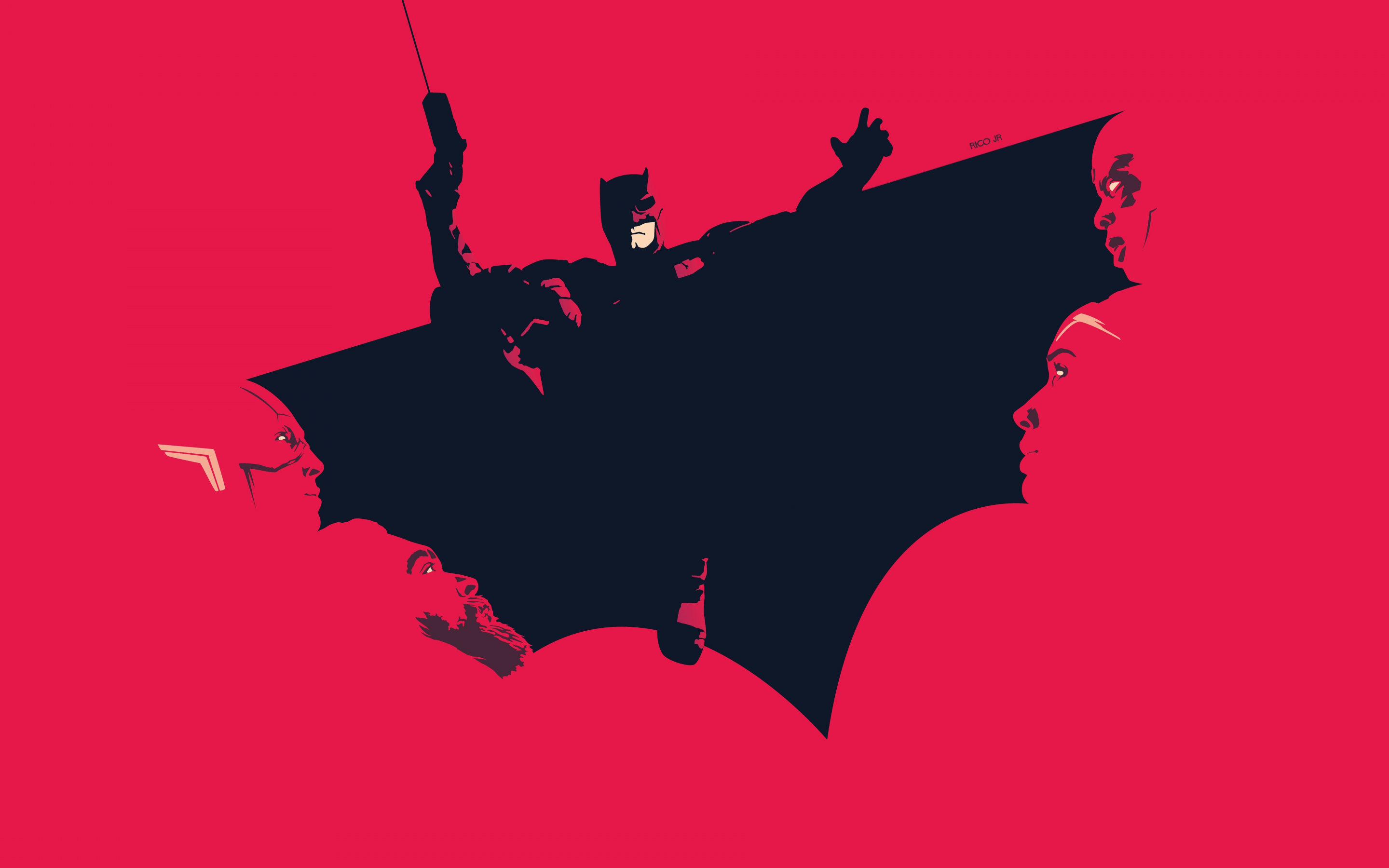 Justice league, batman, minimal art, 2880x1800 wallpaper