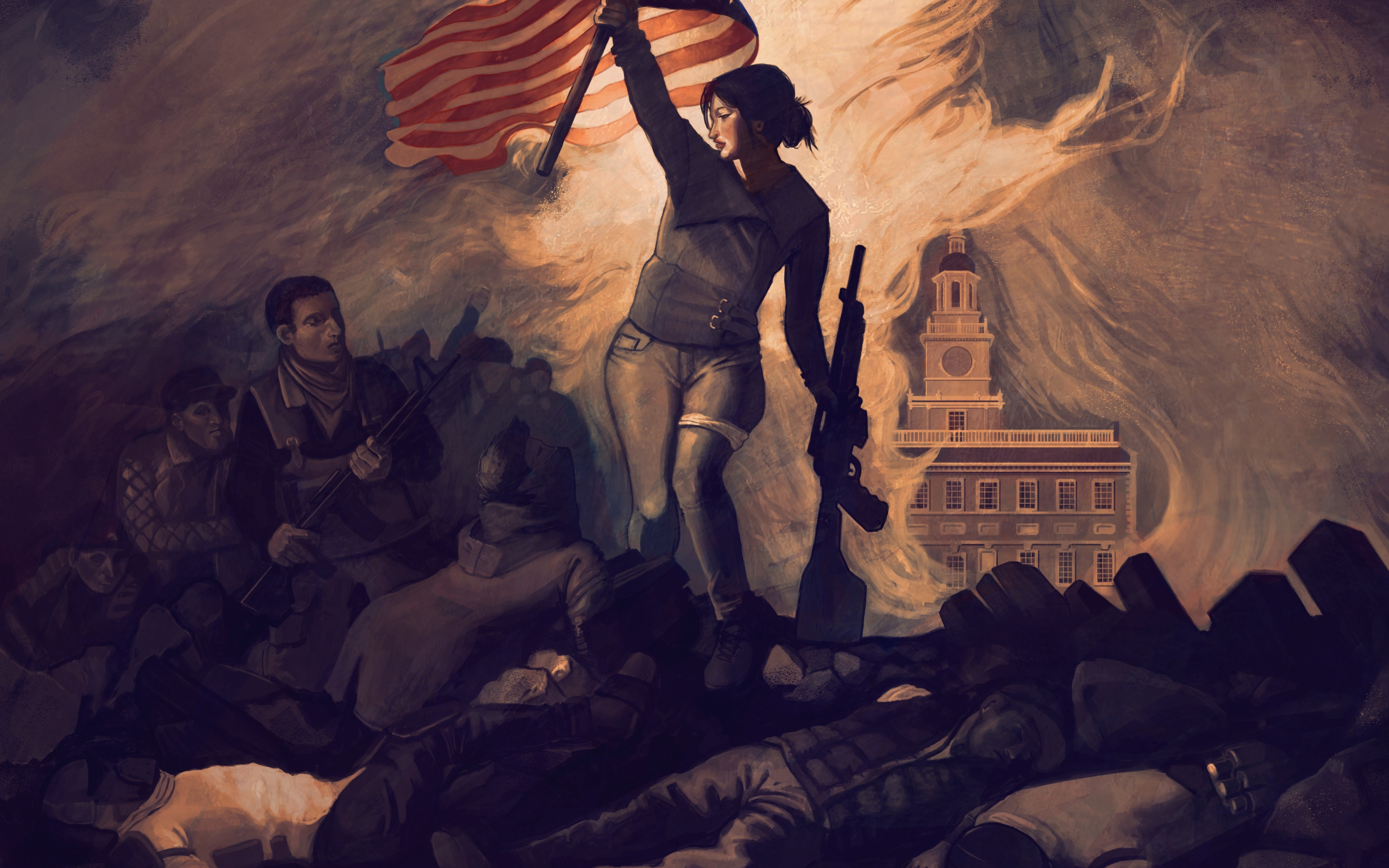 Homefront: the revolution, girl soldier with flag, 2880x1800 wallpaper
