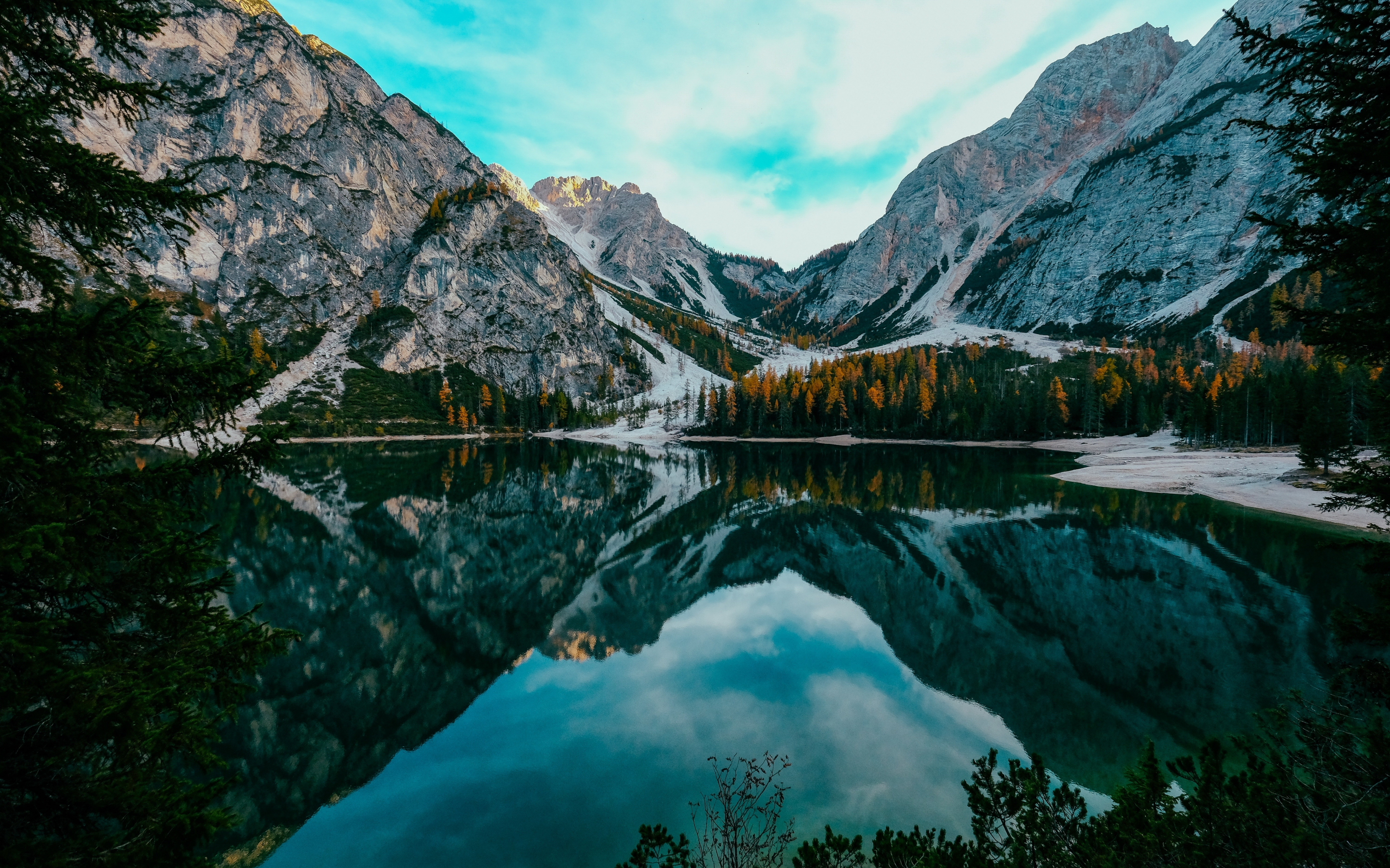 Lake, nature, mountains, reflections, 2880x1800 wallpaper