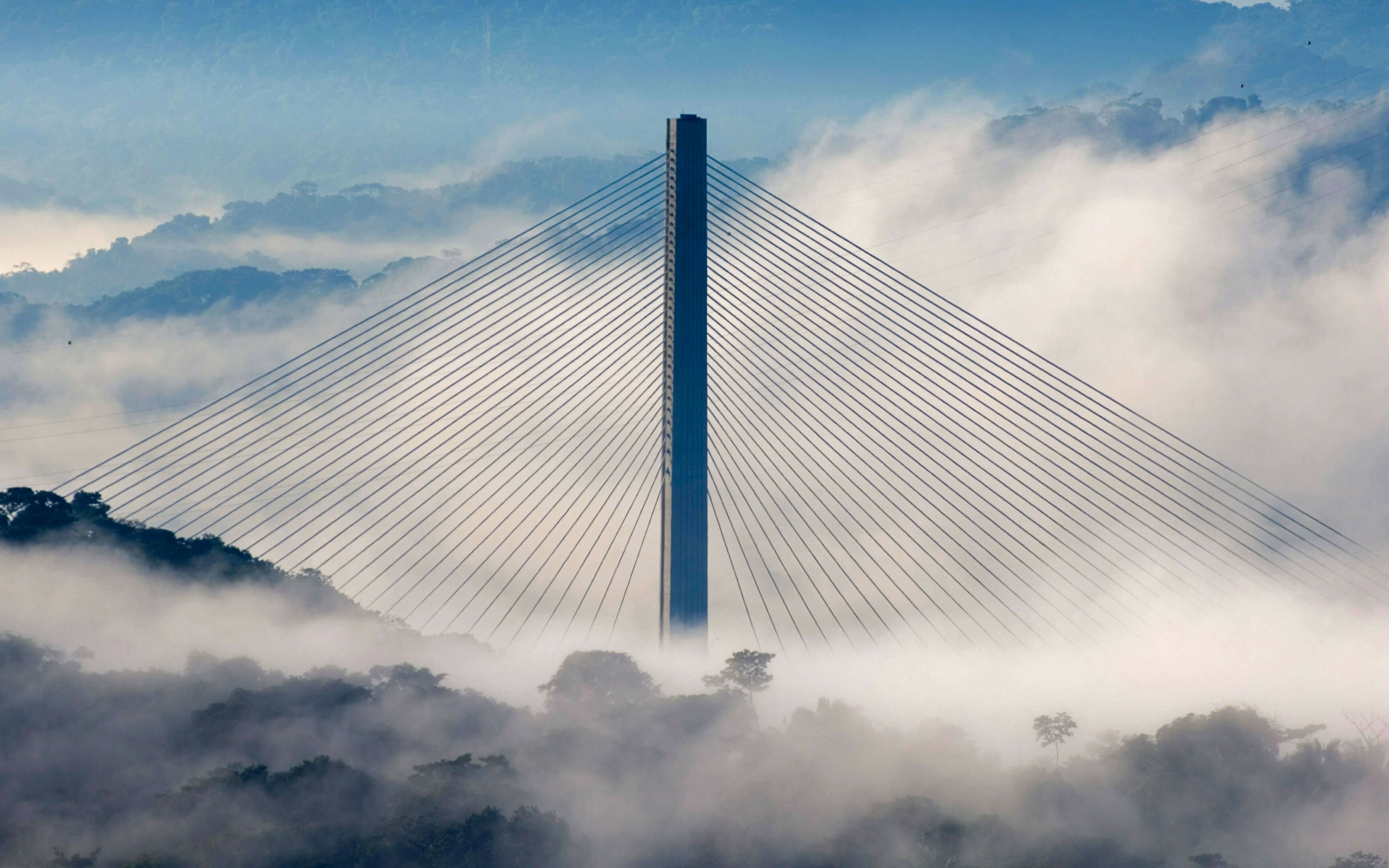 Puente Centenario, Centennial bridge, Panama, Sky, clouds, modern architecture, 2880x1800 wallpaper