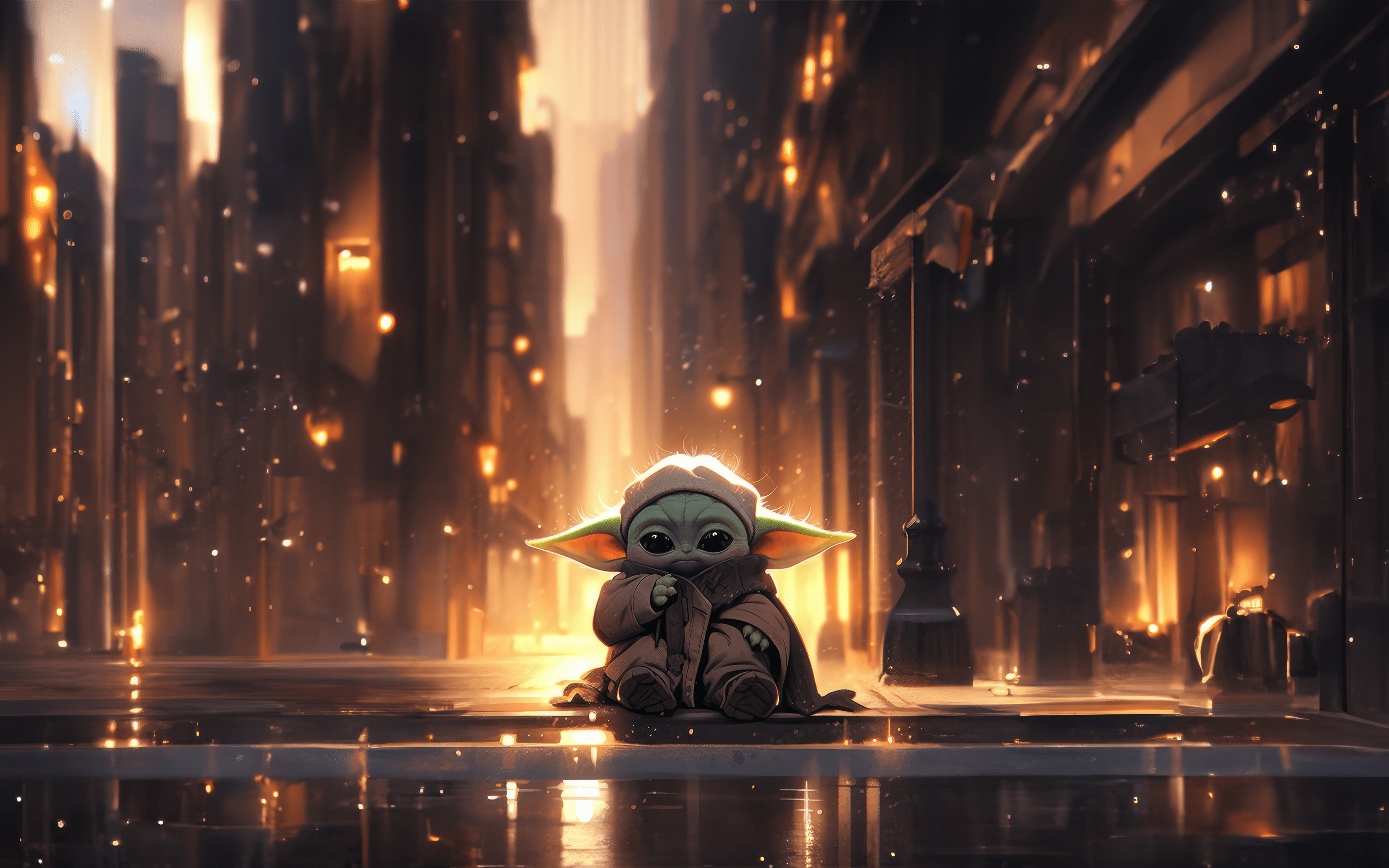 Cute Baby Yoda, art, 2880x1800 wallpaper