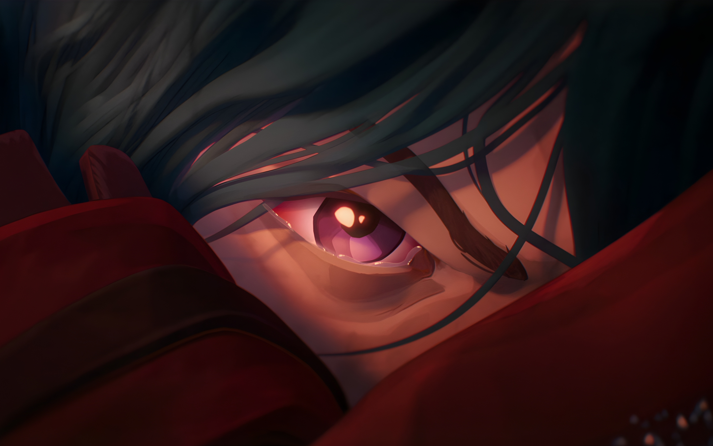 Angry Jinx, red eye, league of legends, 2880x1800 wallpaper