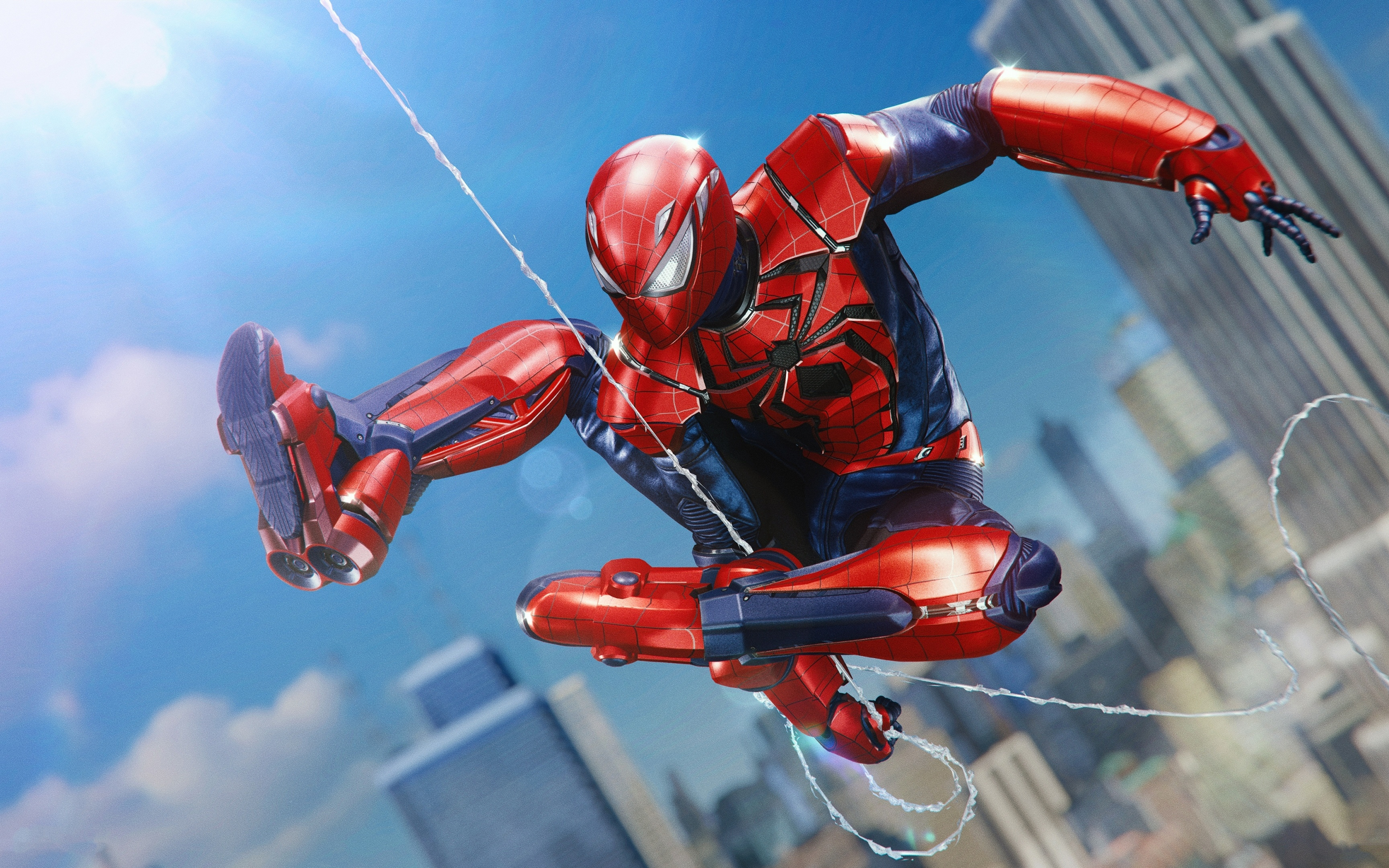 Spider-man, PS4, Aaron Aikman armor, swing, video game, 2880x1800 wallpaper