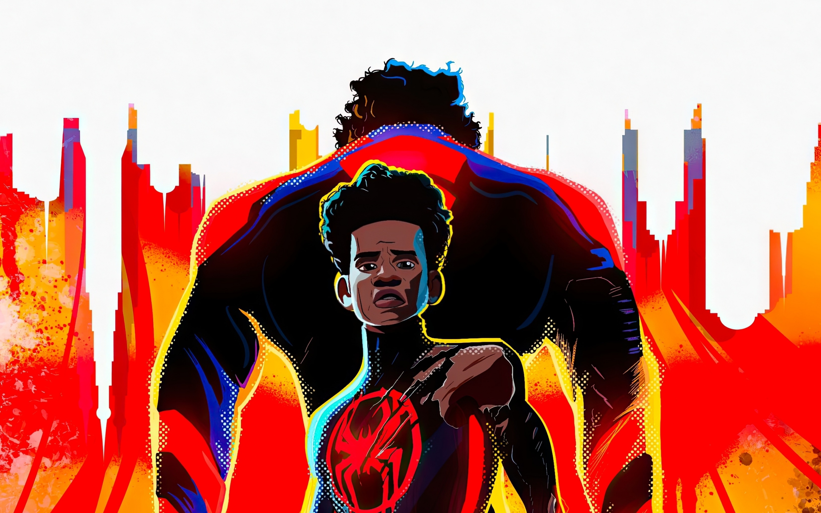 Two spider-man, the spider-verse, face-off poster, 2880x1800 wallpaper