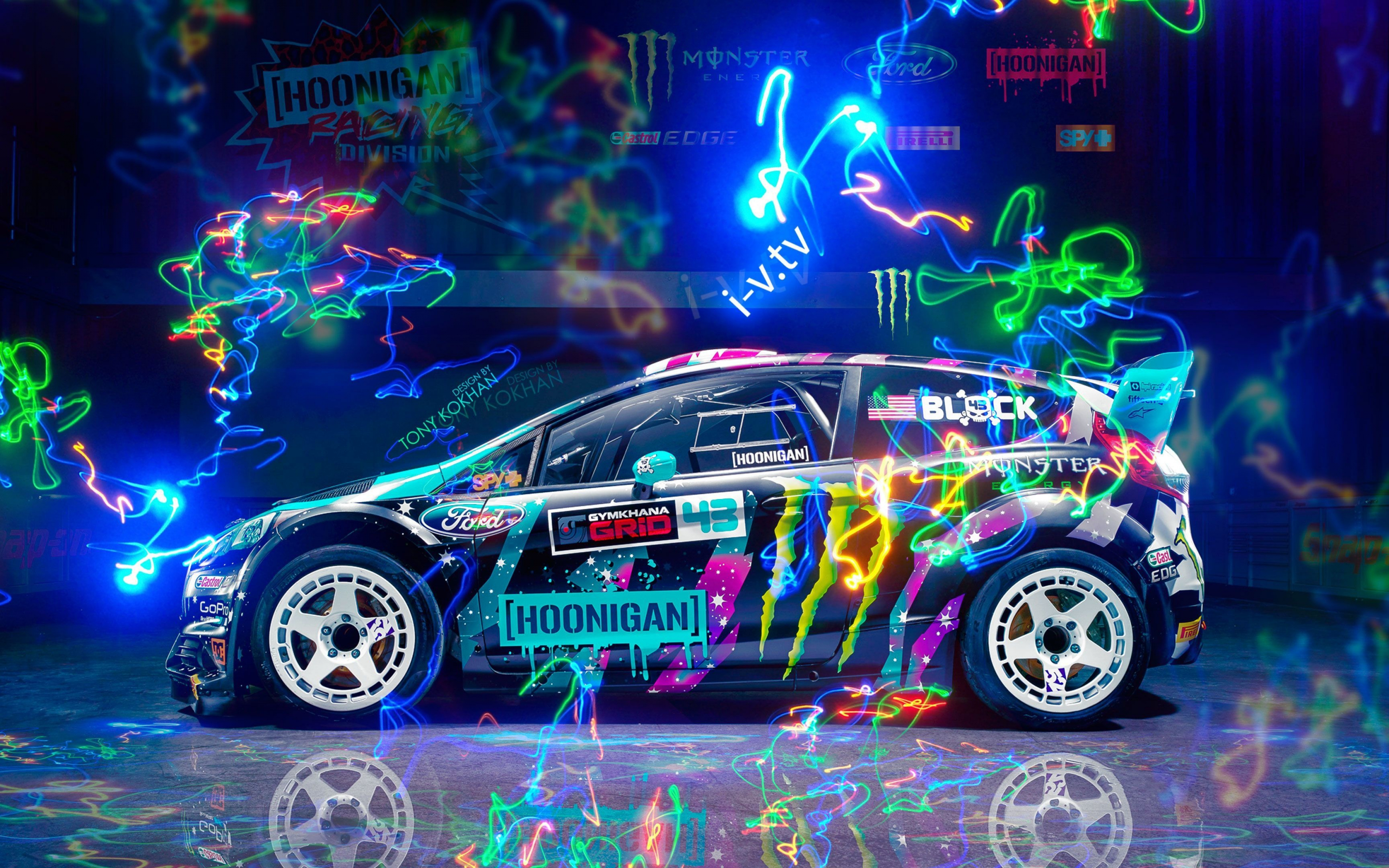 Ford, Ford fiesta, compact car, colorful art, 2880x1800 wallpaper