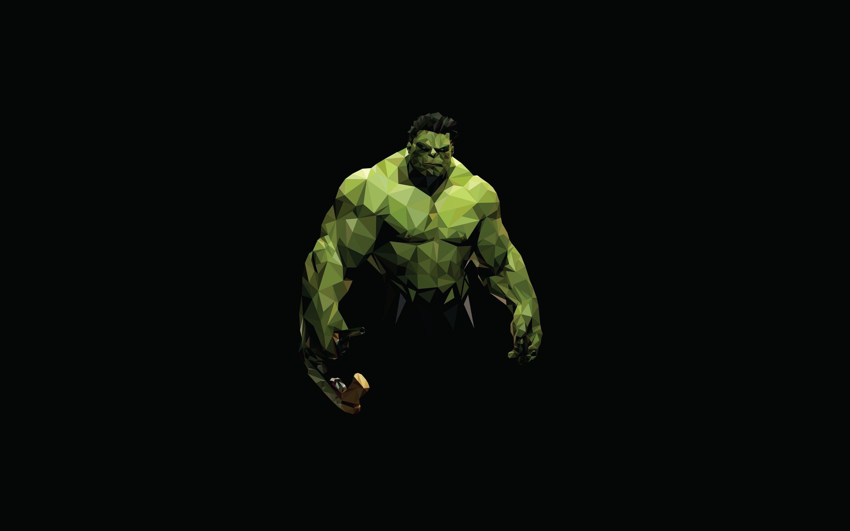 Hulk, low poly, superhero, minimalistic art, 2880x1800 wallpaper