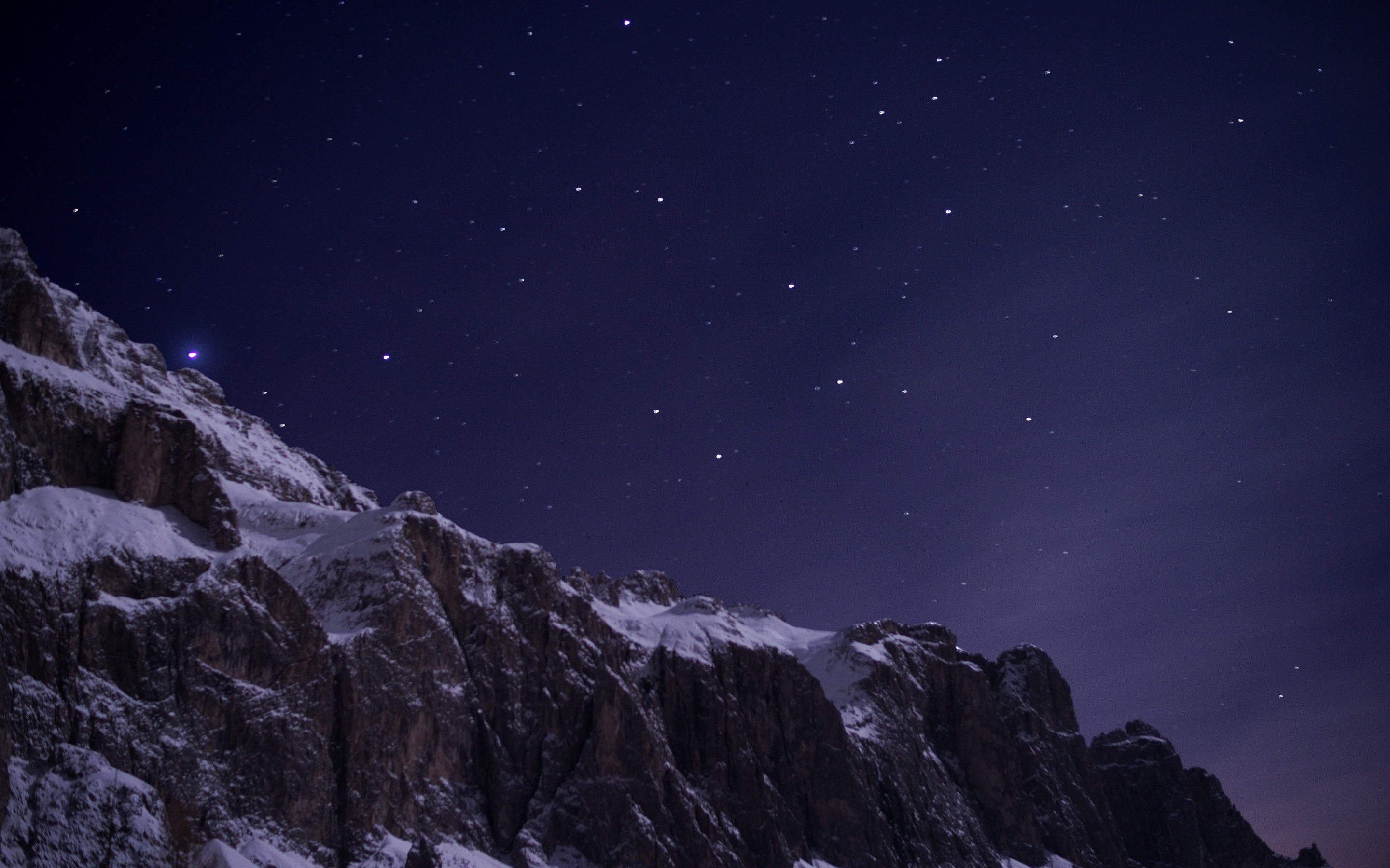 Alpine, mountains, blue sky, night, 2880x1800 wallpaper