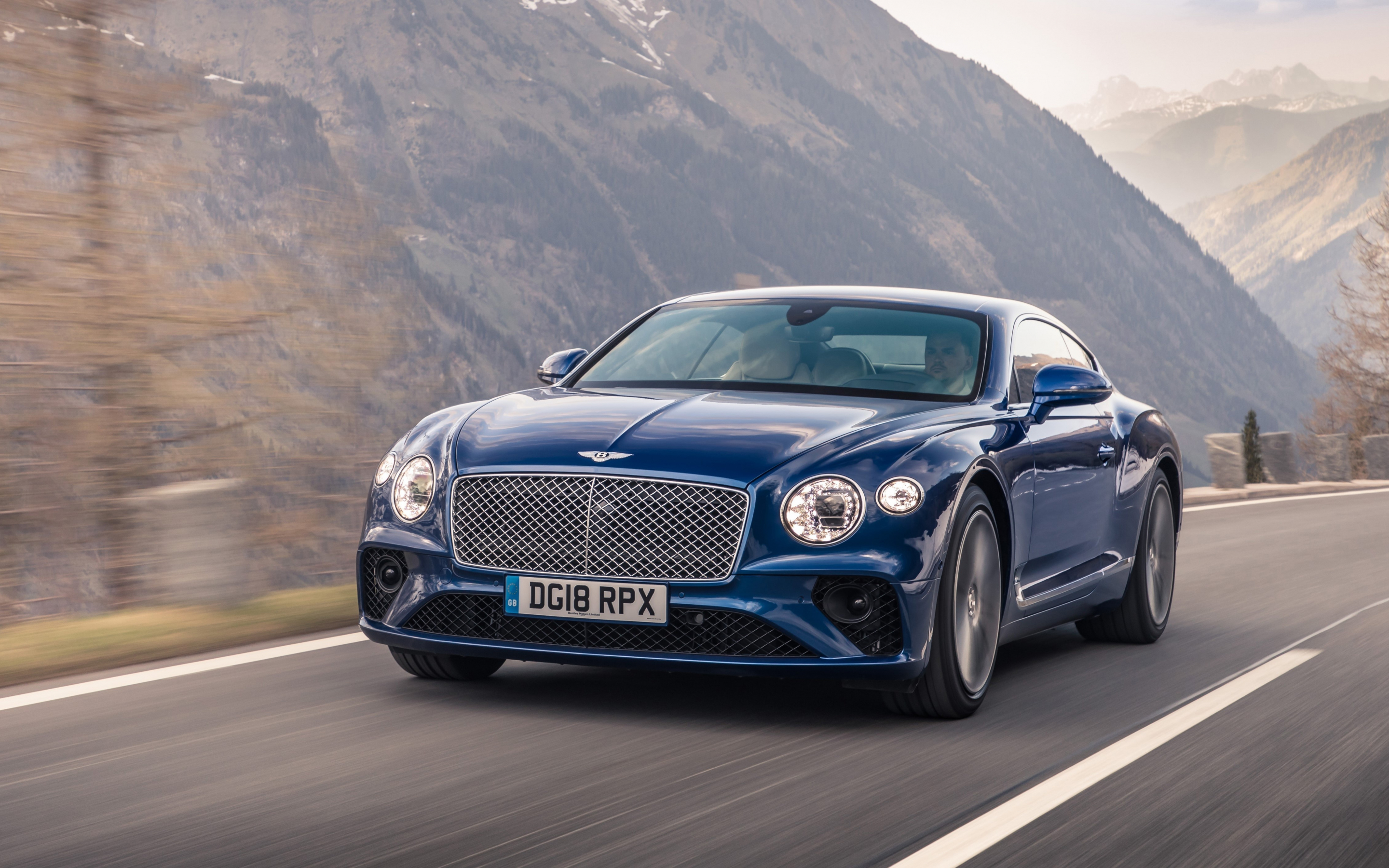 Blue, luxury car, Bentley Continental GT, 2880x1800 wallpaper