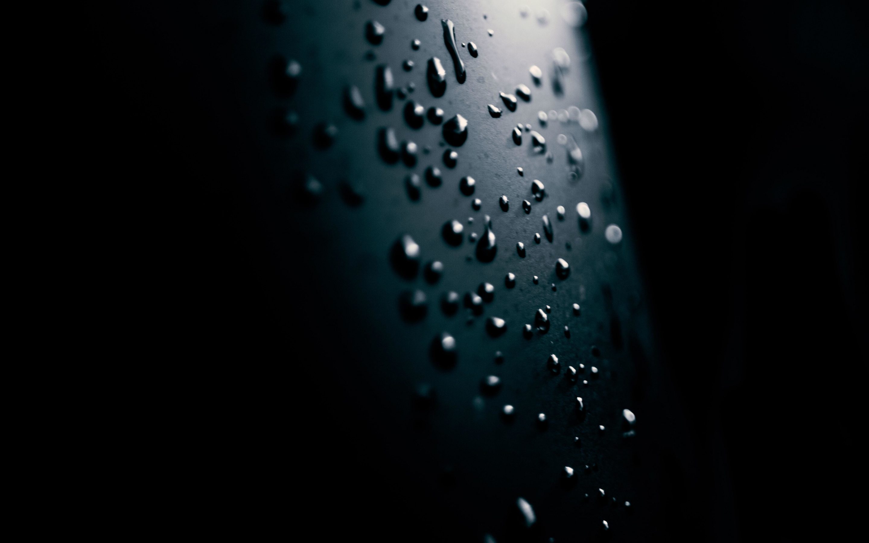 Dark, surface, water drops, 2880x1800 wallpaper
